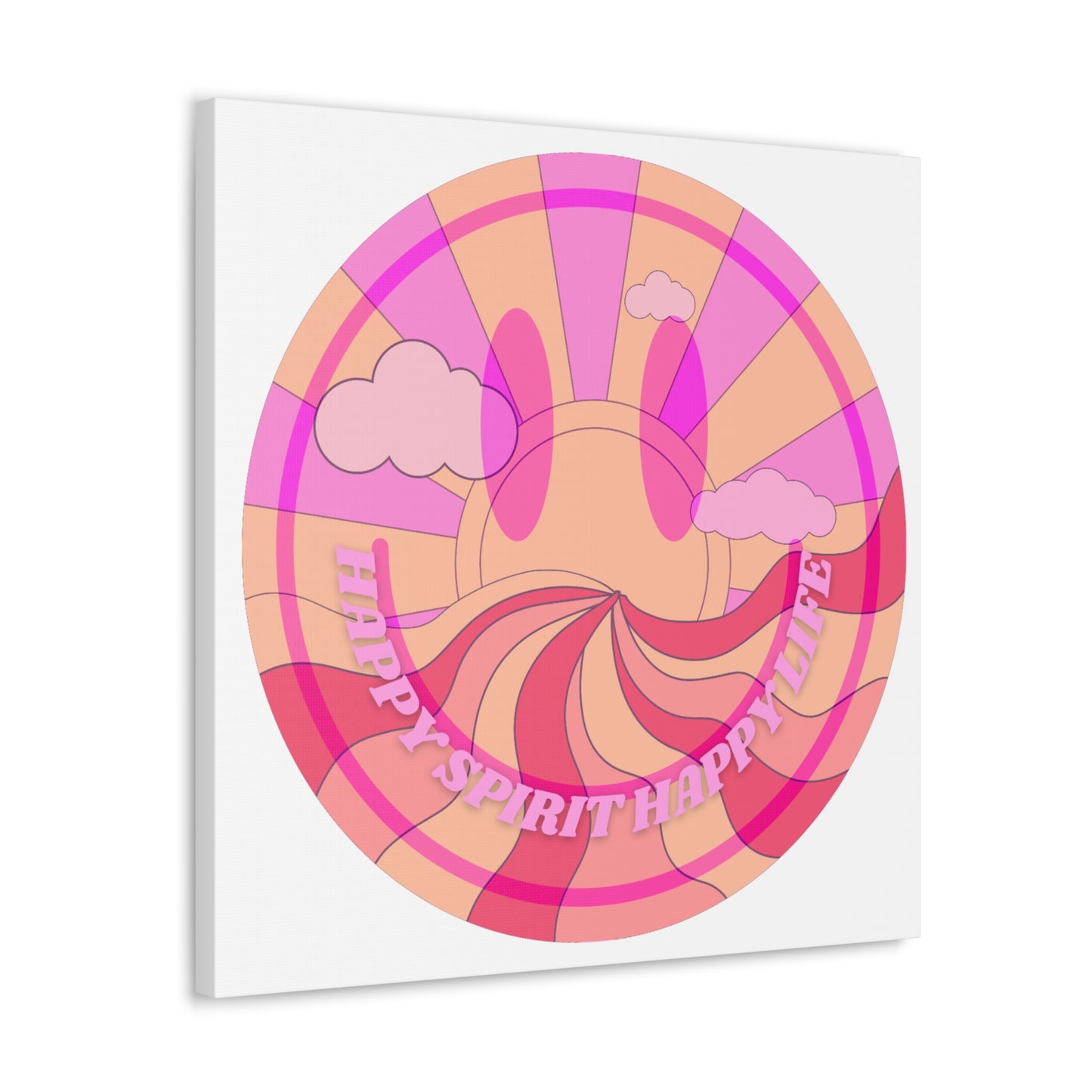 Smile Face Wall Art, Aesthetic Smile Face Gallery Canvas Wrap, Sunset Wall Art, Bedroom Wall Art, Pink Smile Decoration, Home Decoration