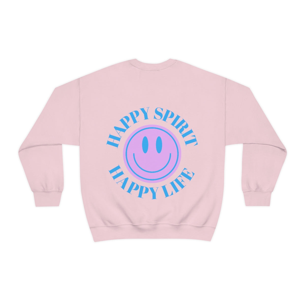 Happy Spirit Happy Life Sweatshirt, Gildan VSCO Girl Crewneck, Oversized Tumblr, Back Print Smile Happy Mind Trendy, Beach Lake Cover Up