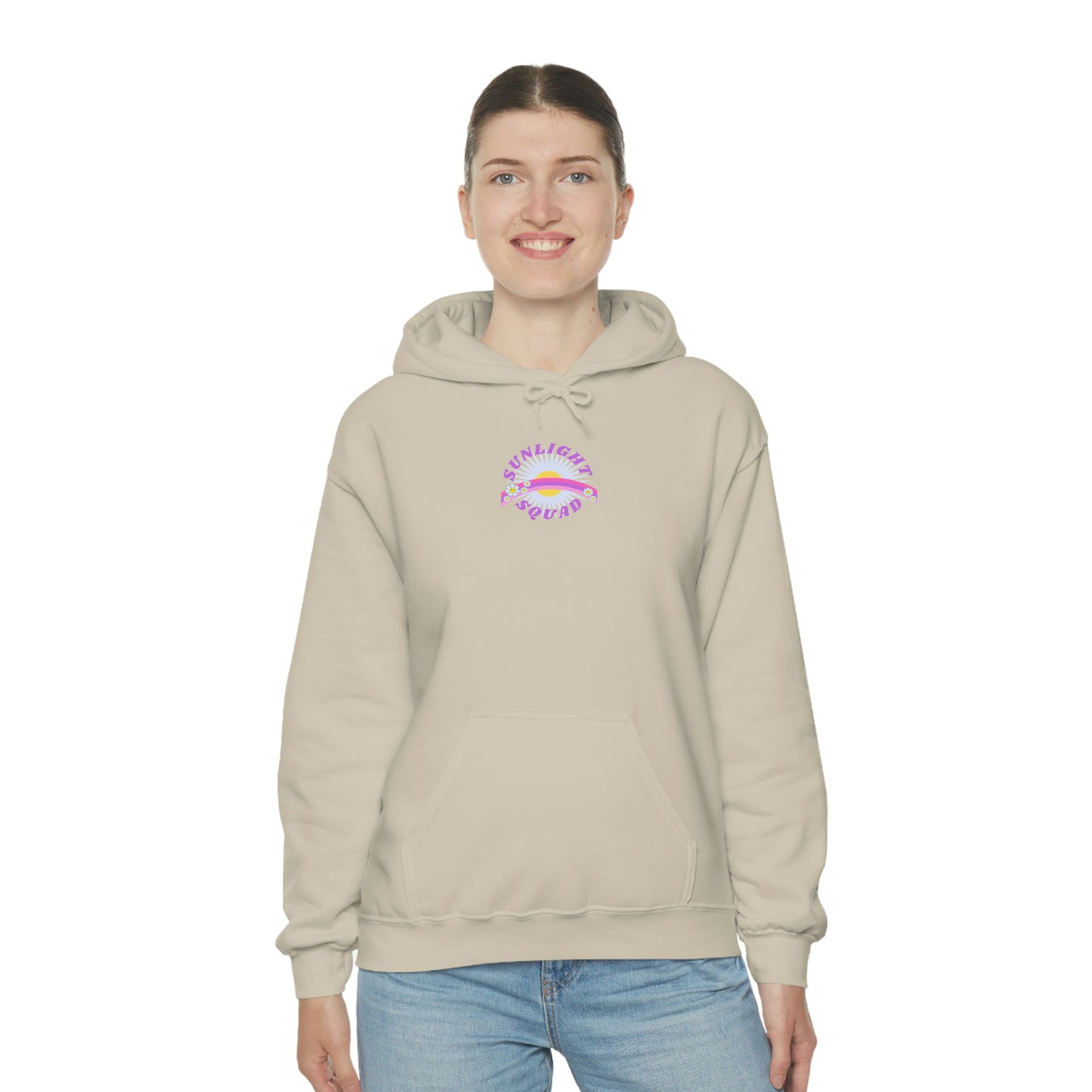 Retro Smile Flower Pink Purple Lavender Lilac Hoodie, Sunlight Squad Sweatshirt, Back Graphic Hoodie, VSCO Girl Oversized Trendy Tumblr Top