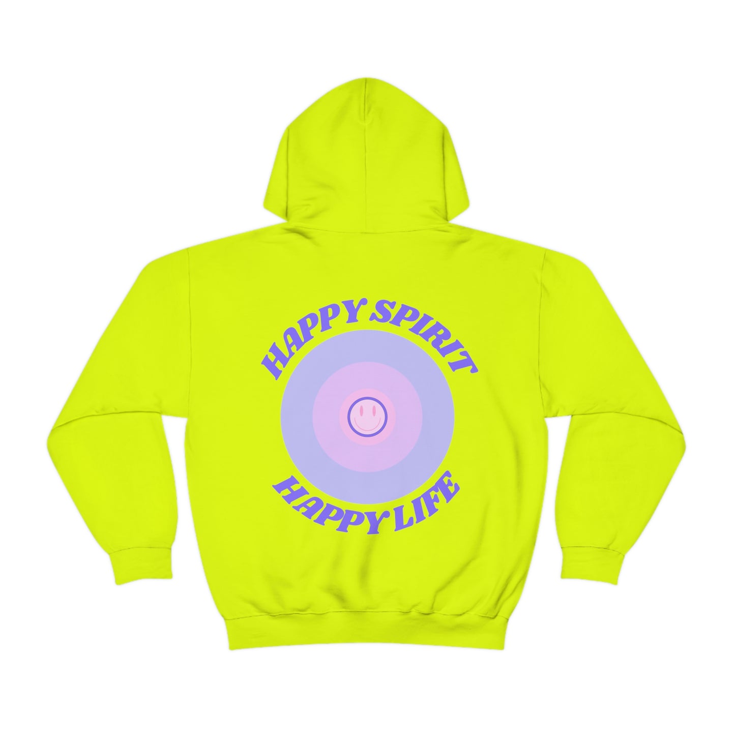 Retro Happy Spirit Happy Life Lavender Lilac Pink Smile Graphic Hoodie, VSCO Girl Sweatshirt, Tumblr Hoodie, Oversized Trendy Back Print Top