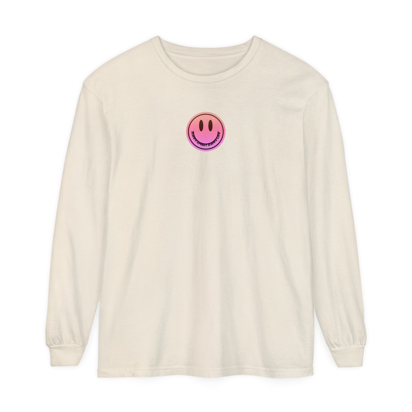 Aesthetic Long Sleeve Shirt, Smile Face Y2K Retro Shirt, 80's Style Smile Graphic, Comfort Colors Unisex Garment-dyed Long Sleeve T-Shirt