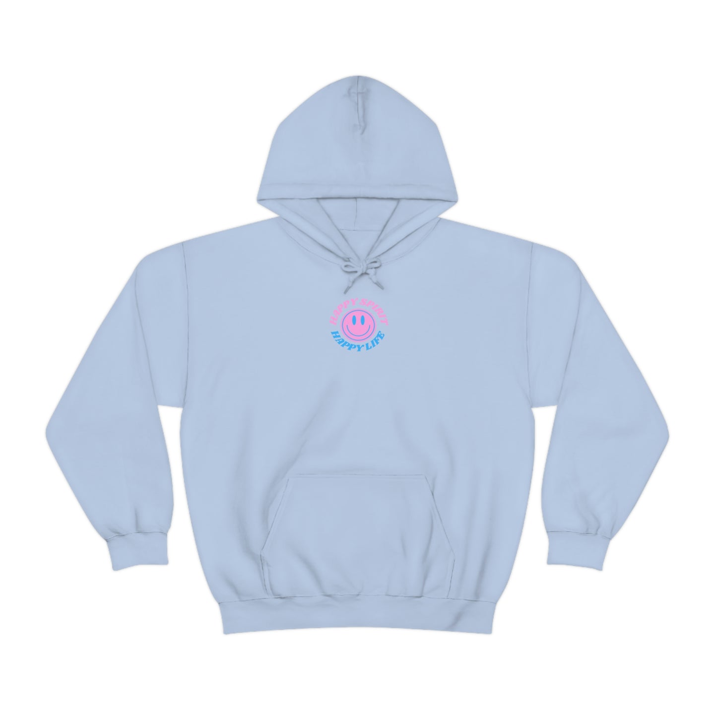 Happy Spirit Happy Life Sweatshirt, Gildan Retro Font Hoodie, Oversized Hoodie, Back Print Trendy Sweatshirt, Beach Cover Up, Lake Cover Up