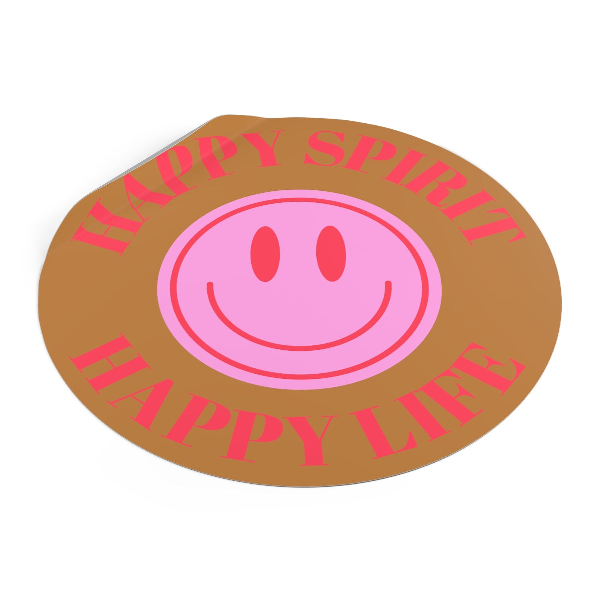 Happy Spirit Happy Life Round Vinyl Stickers, UV Smiley Stickers, Smile Sticker, Tumblr Retro Smile, VSCO Girl, Computer, Skateboard