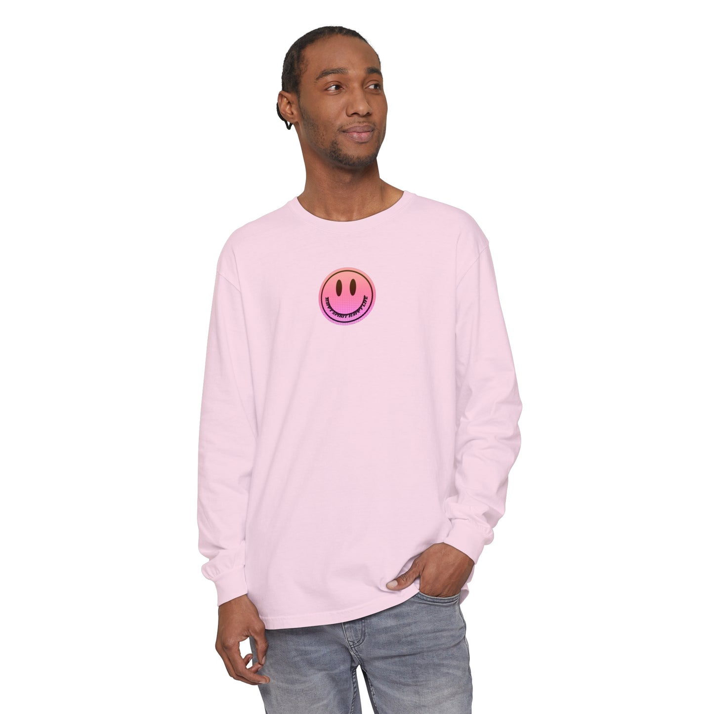 Aesthetic Long Sleeve Shirt, Smile Face Y2K Retro Shirt, 80's Style Smile Graphic, Comfort Colors Unisex Garment-dyed Long Sleeve T-Shirt