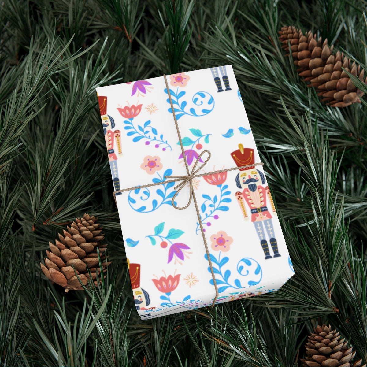 Pink Nutcracker Gift Wrap Paper, Pink Flower Nutcracker Wrapping Paper, Pastel Christmas Paper, Pink Holiday Wrapping Paper