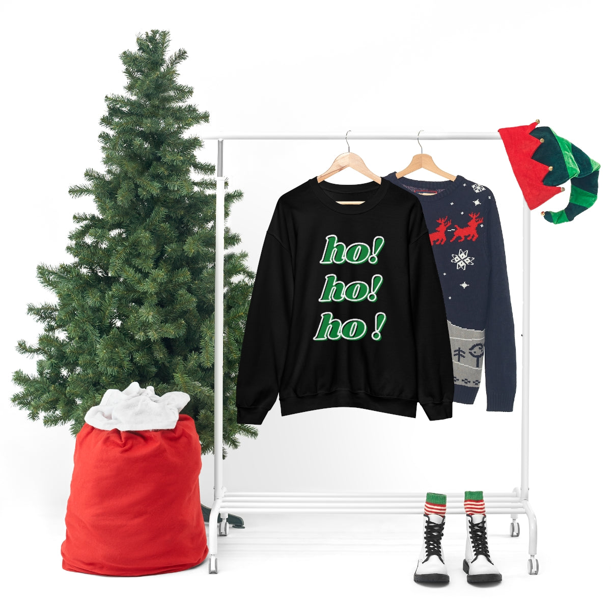 Ho Ho Ho Sweatshirt, Christmas Minimalist Top, Santa Claus Sweatshirt Xmas, Trendy Retro Font Holiday Unisex Heavy Blend Crewneck Sweatshirt