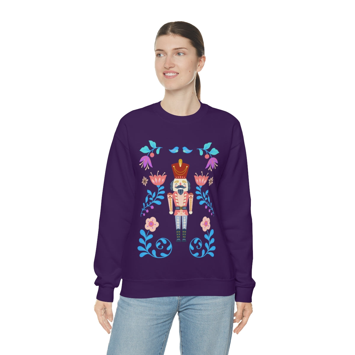Nutcracker Modern Sweatshirt, Blue Nutcracker Sweatshirt, Trendy Christmas Minimalist Sweatshirt, Xmas Crewneck Bright Color Crewneck
