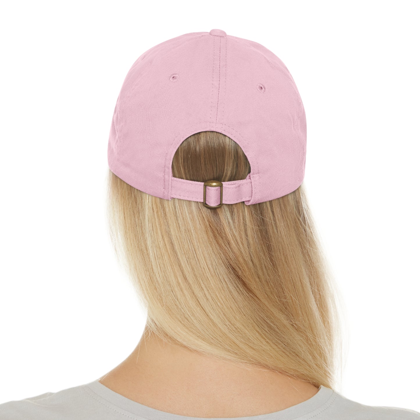Aesthetic Pink Smile Hat, Pink Twill Dad Hat with Leather Patch (Round), Pink Golf Hat, Pink Twill Cap, Pink Cotton Hat, Pink Baseball Hat