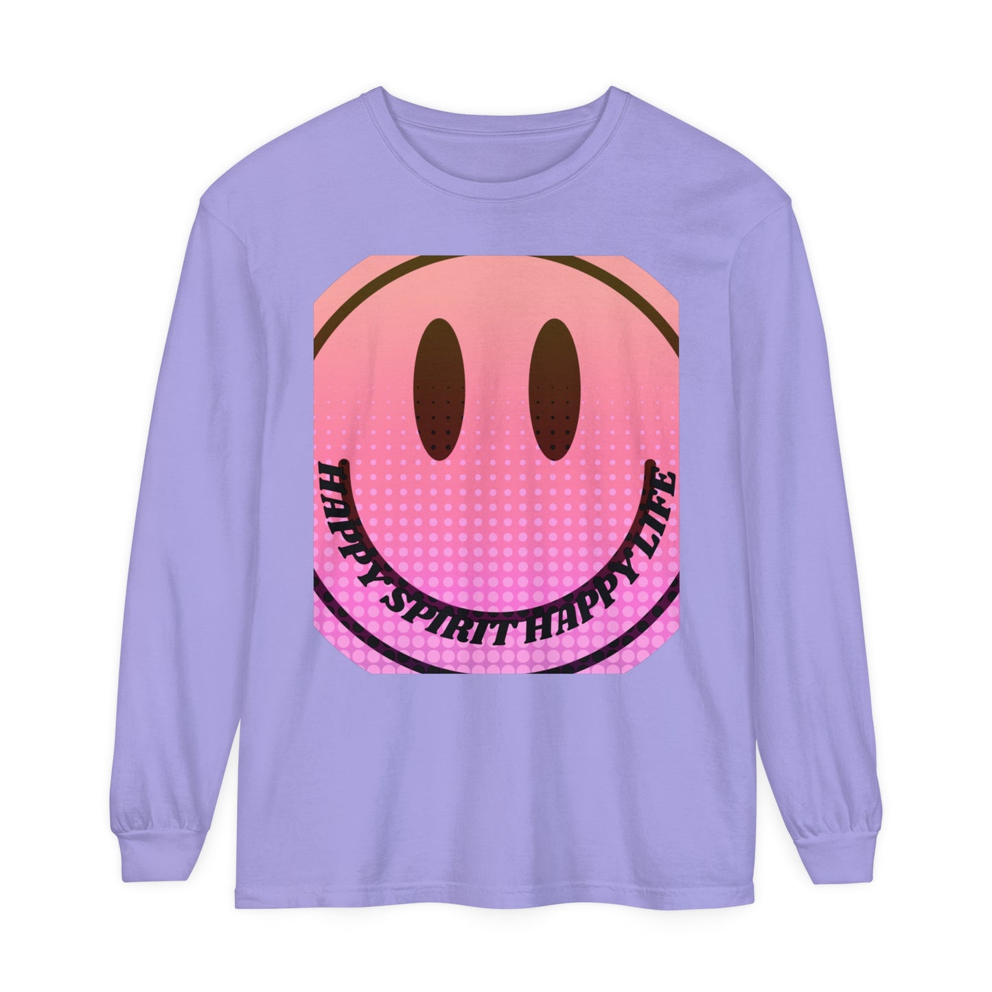 Aesthetic Long Sleeve Shirt, Smile Face Y2K Retro Shirt, 80's Style Smile Graphic, Comfort Colors Unisex Garment-dyed Long Sleeve T-Shirt