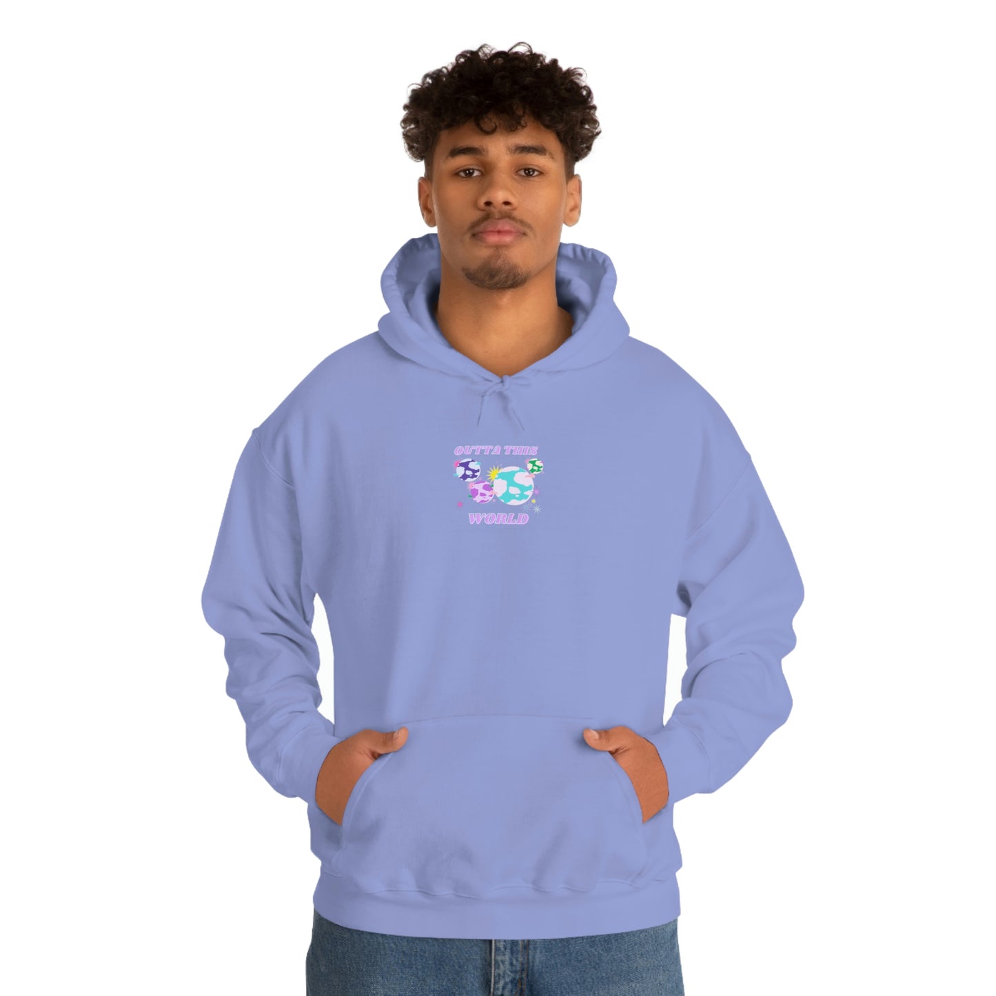 Retro Outta This World Lilac Orchid Lavender Graphic Hoodie, VSCO Girl Sweatshirt, Tumblr Hoodie, Oversized Trendy Back Print Top Rare Color