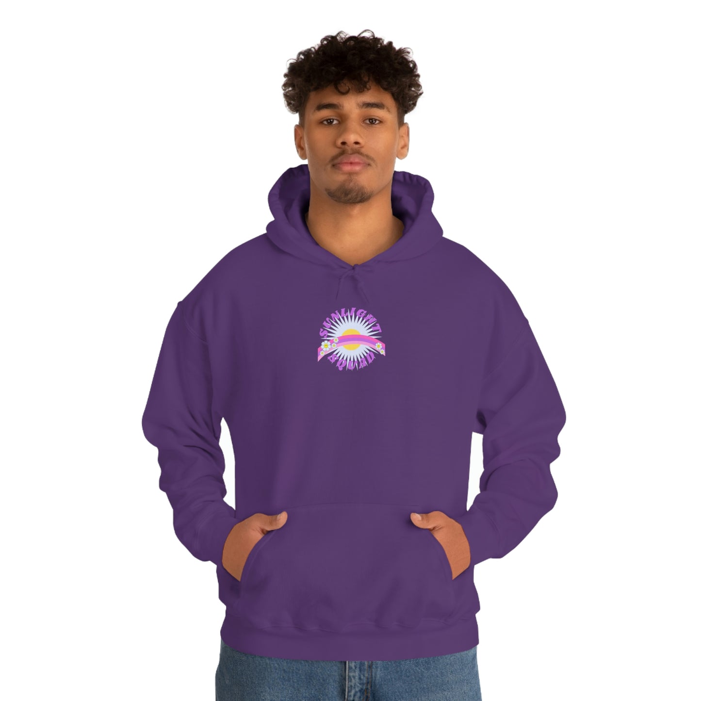 Retro Smile Flower Pink Purple Lavender Lilac Hoodie, Sunlight Squad Sweatshirt, Back Graphic Hoodie, VSCO Girl Oversized Trendy Tumblr Top