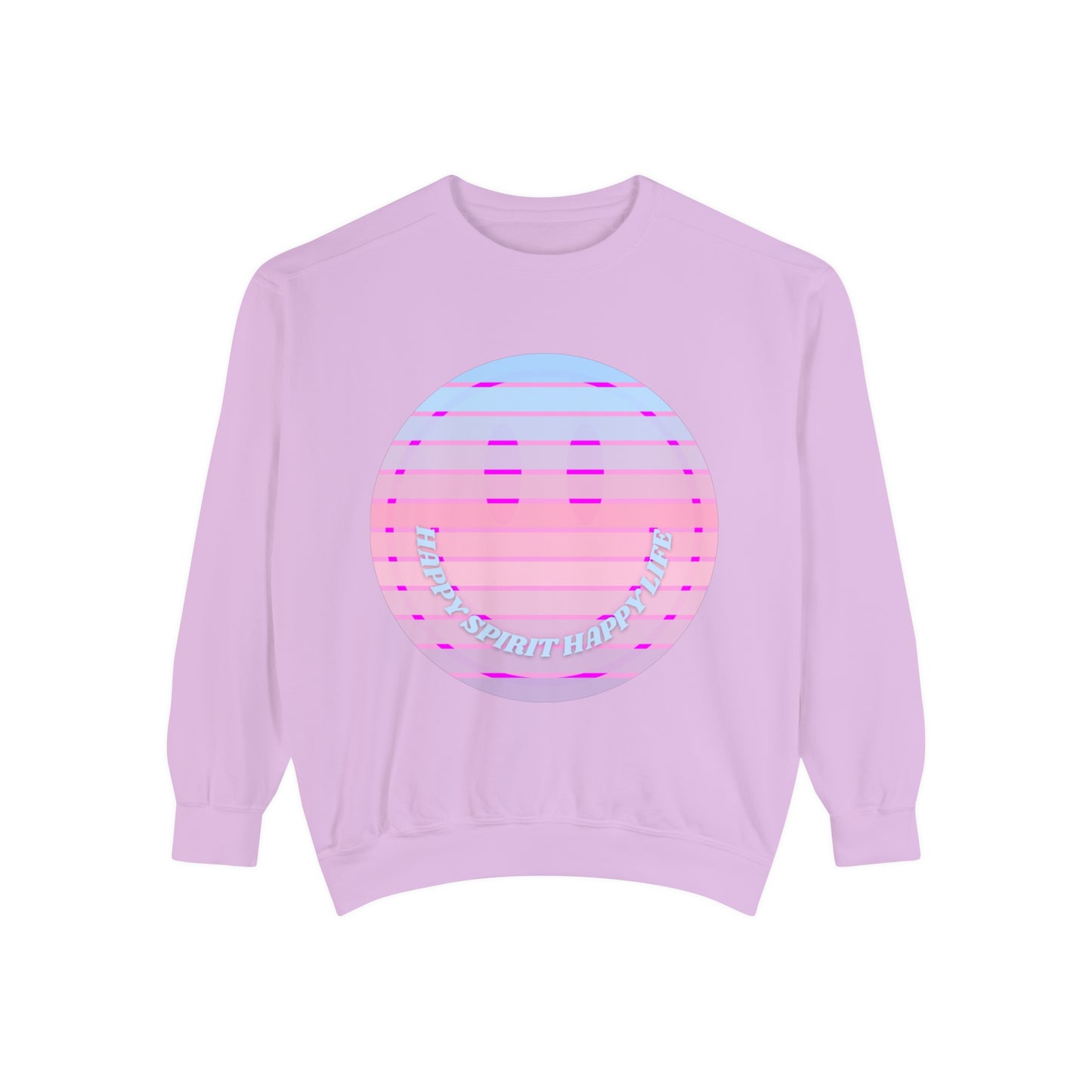 Aesthetic Smile Hoodie, Smile Face Comfort Colors Crewneck, Happy Spirit Happy Life Sunset Smile Sweatshirt, Unisex Garment-Dyed Sweatshirt