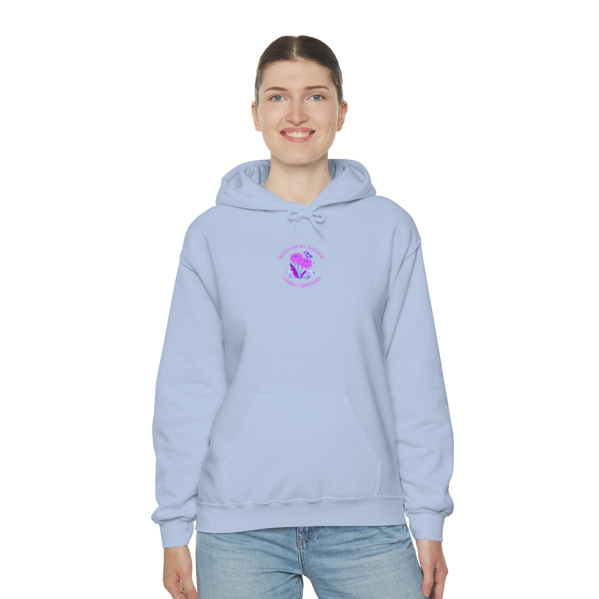 Beautiful Glows from Within Purple Flower Hoodie, Aesthetic Oversized Hoodie, Front Back Print Trendy Sweatshirt, Beach Lake Cover Up