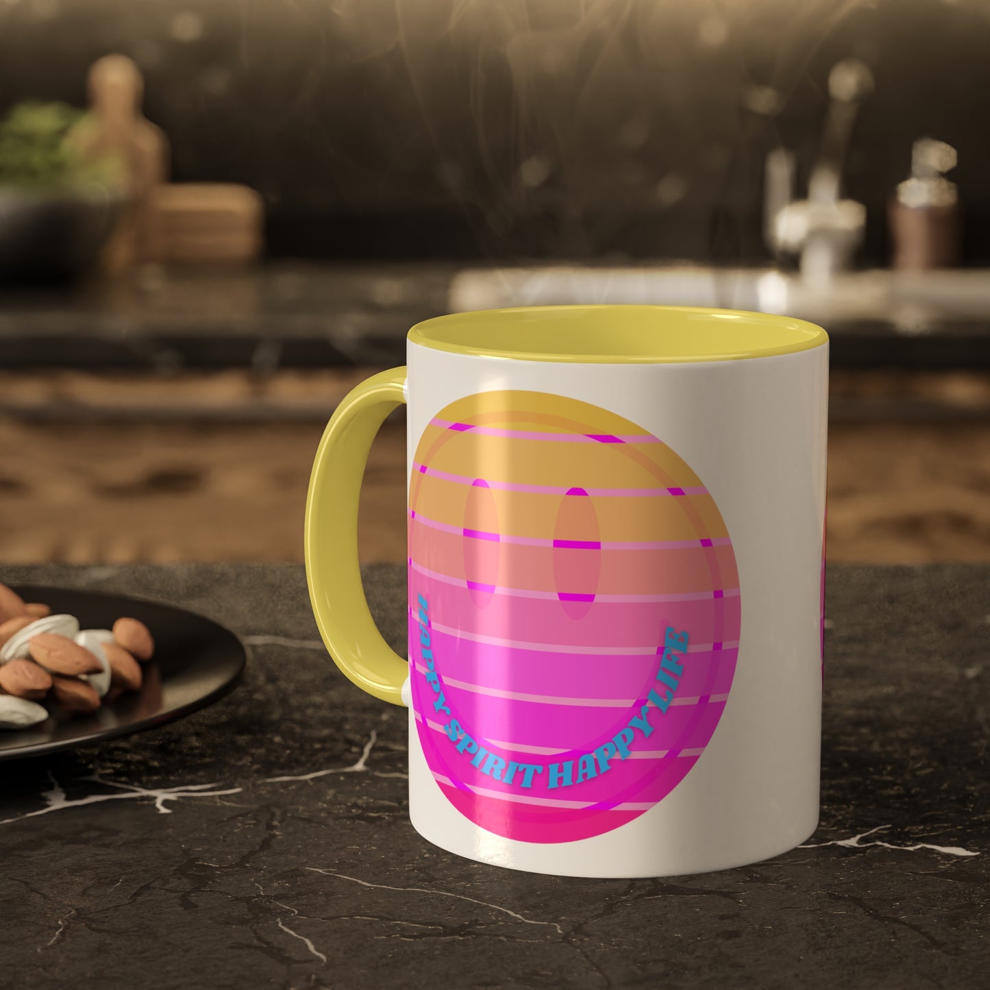 Retro Happy Spirit Happy Life Aesthetic Mug, Smile Face Mug, Trendy Coffee Mug, Tumblr Mug, Aesthetic Happy Life Gift, Aesthetic Mug