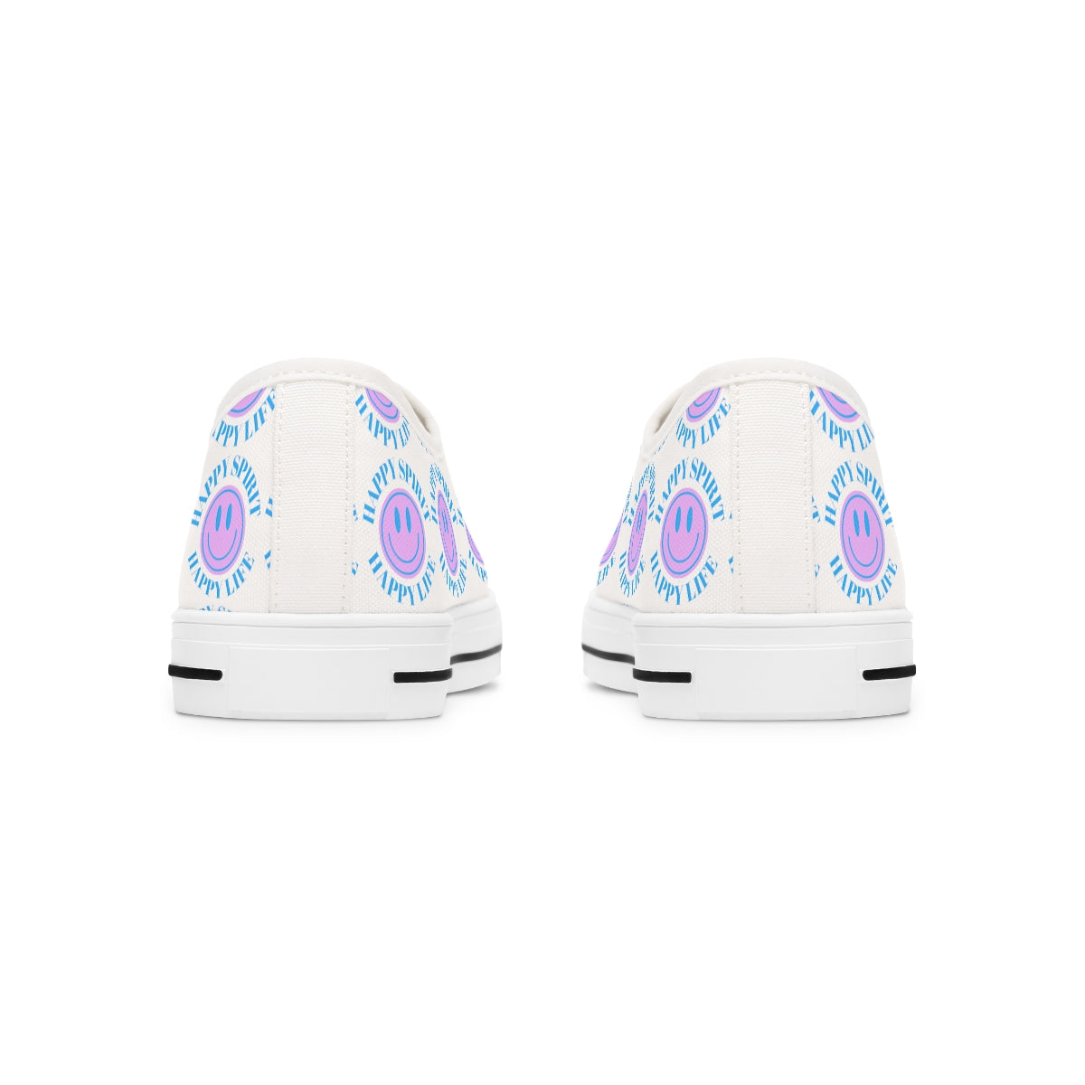 Happy Spirit Happy Life Purple Smile Sneakers, Smile Canvas Low Top Shoes for Women, Vsco Girl Shoes, Tumblr Shoes, Lavender Smile Shoes