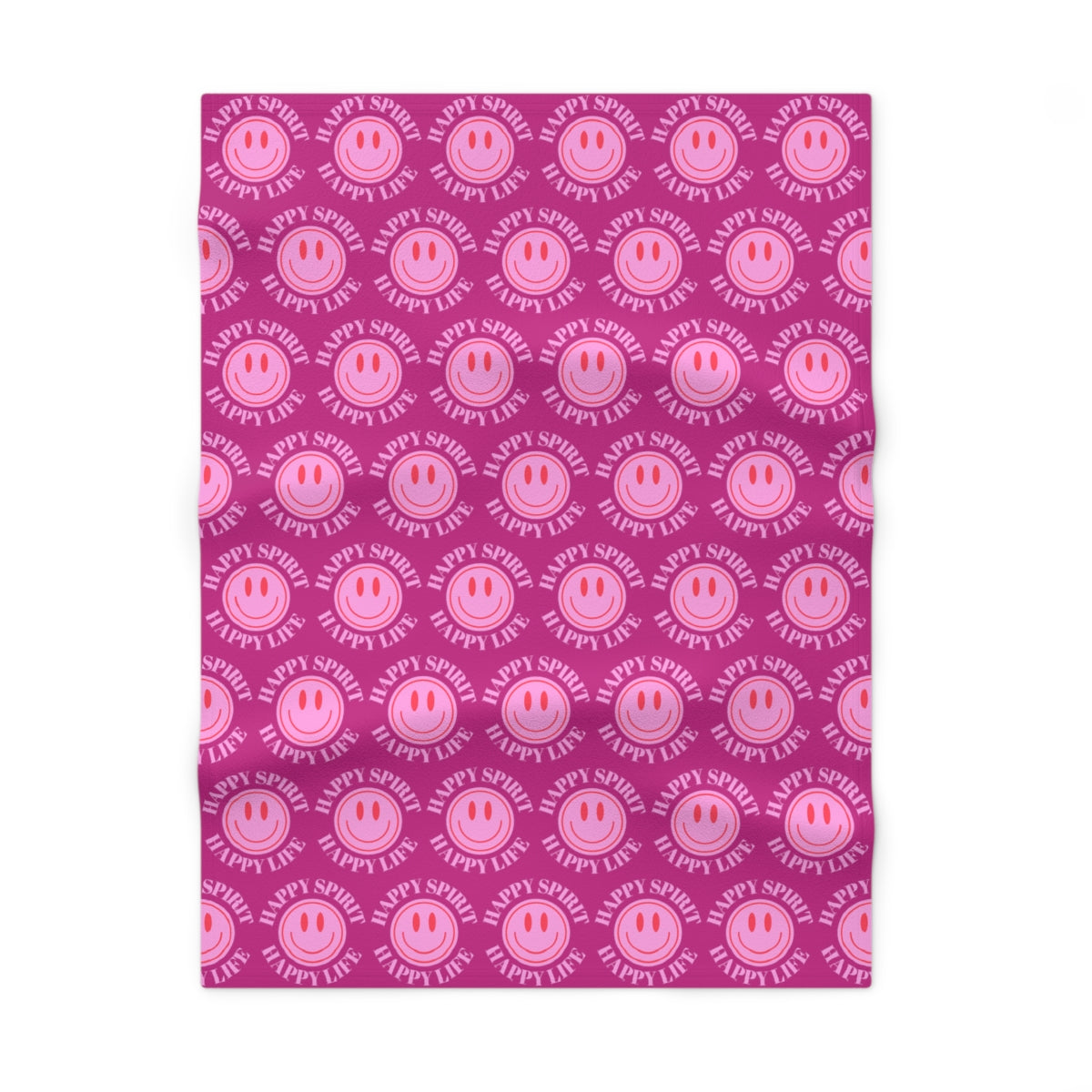 Happy Spirit Happy Life Pink Smile Aesthetic Baby Blanket, Pink Smile Blanket, Pink and Red Baby Positivity Binkie