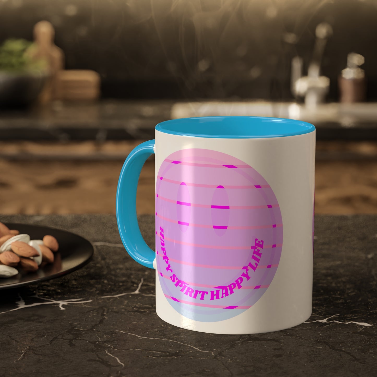 Retro Happy Spirit Happy Life Aesthetic Mug, Smile Face Mug, Trendy Coffee Mug, Tumblr Mug, Aesthetic Happy Life Gift, Aesthetic Mug