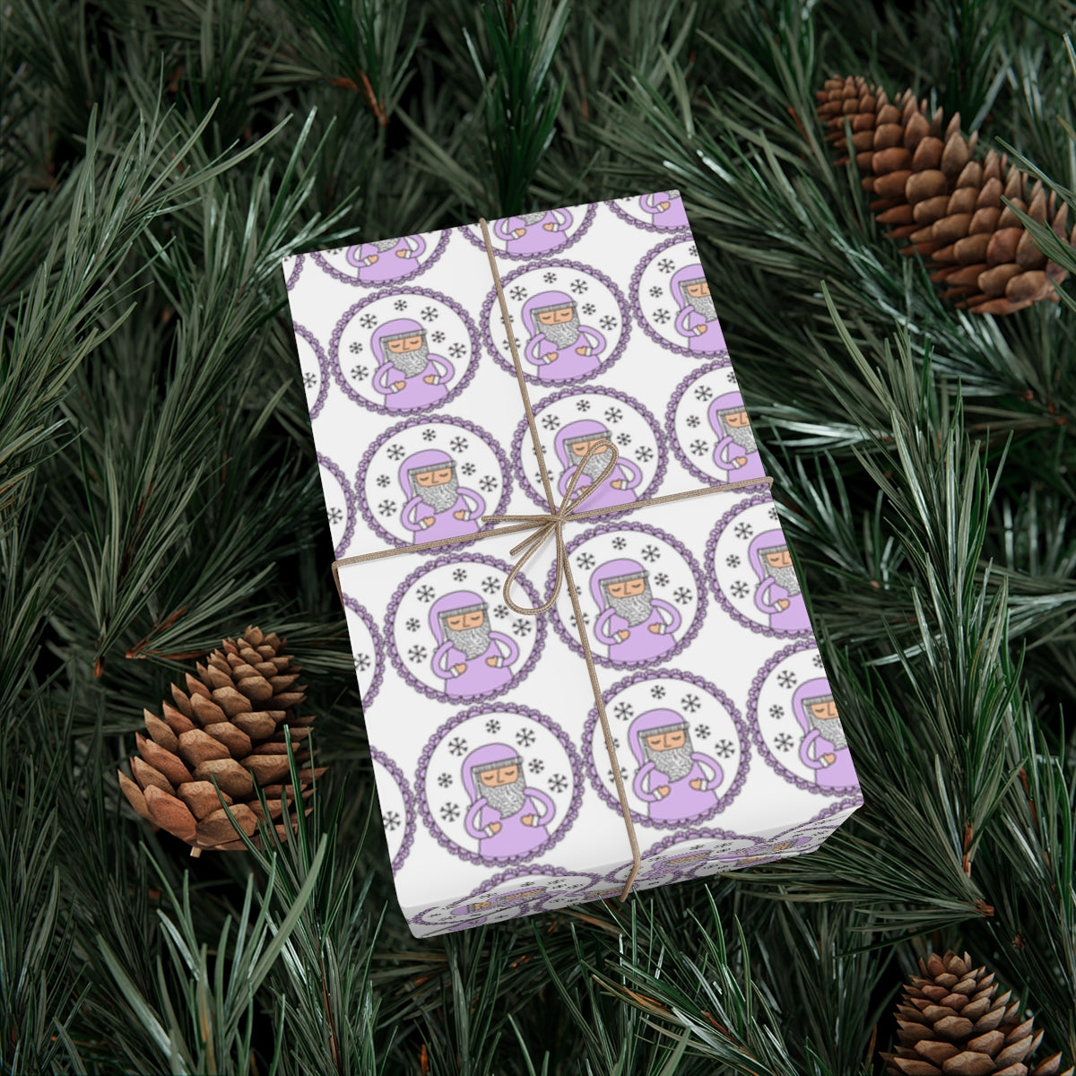 Purple Santa Gift Wrap Paper, Lavender Santa Claus Paper, Pastel Christmas Paper, Purple Holiday Wrapping Paper
