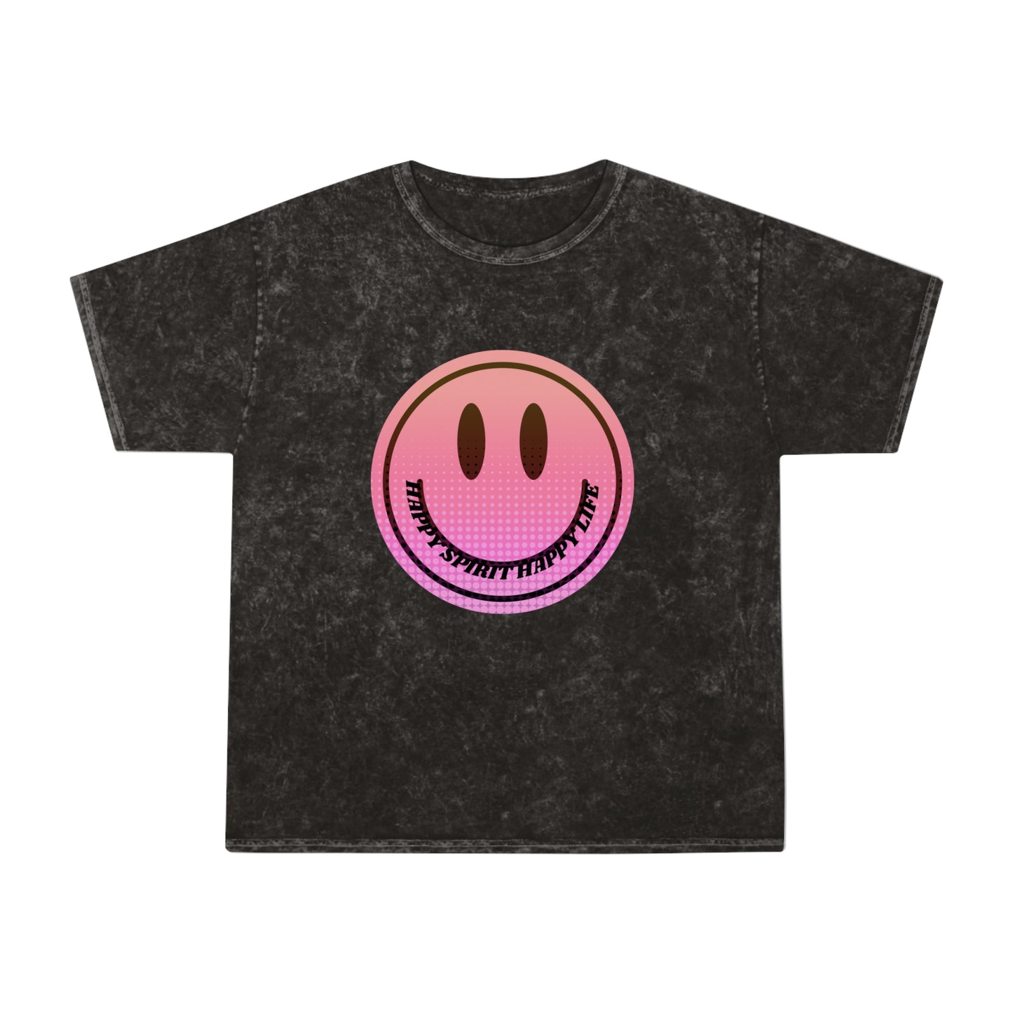 Aesthetic Smile Face Shirt, Vintage Style, Happy Spirit Happy Life Shirt, Smile Pink Sunset Ombre T-Shirt, Unisex 80's style Mineral Wash T