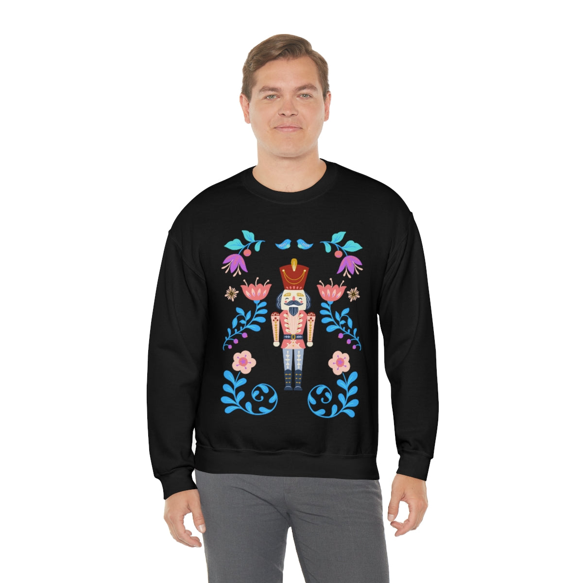 Nutcracker Modern Sweatshirt, Blue Nutcracker Sweatshirt, Trendy Christmas Minimalist Sweatshirt, Xmas Crewneck Bright Color Crewneck