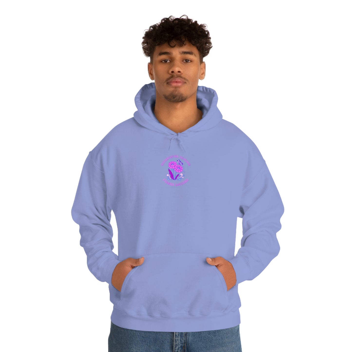 Beautiful Glows from Within Purple Flower Hoodie, Oversized Hoodie, Front Back Print Trendy Sweatshirt, Beach Cover Up, Lake Cover Up