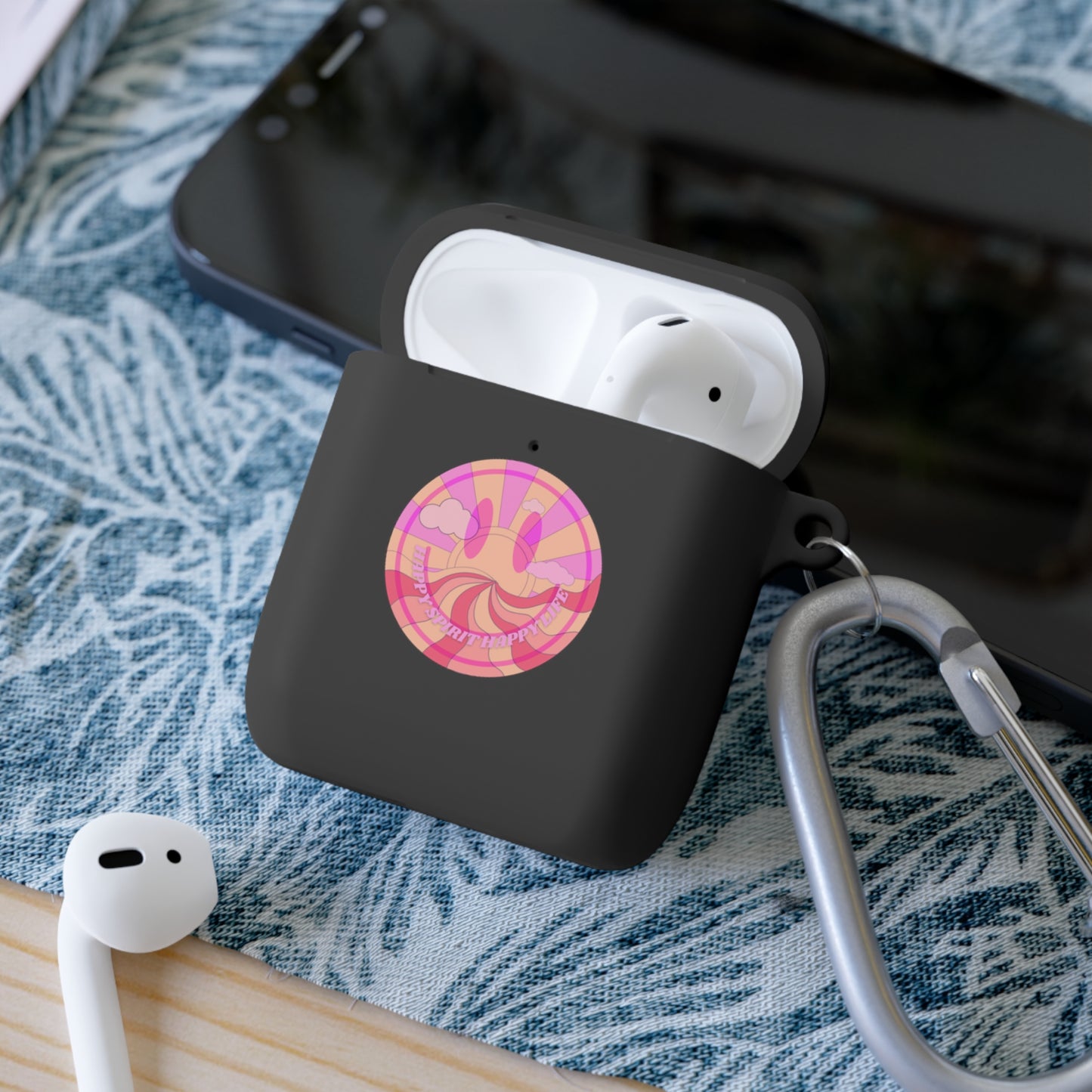 Happy Spirit Happy Life AirPods and AirPods Pro Case Cover, AirPods and AirPods Pro Case Cover, VSCO girl, Aesthetic Smile Protector