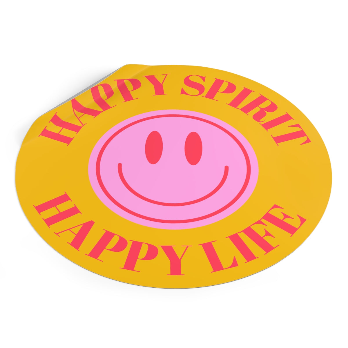 Happy Spirit Happy Life Round Vinyl Stickers, UV Smiley Stickers, Smile Sticker, Tumblr Retro Smile, VSCO Girl, Computer, Skateboard