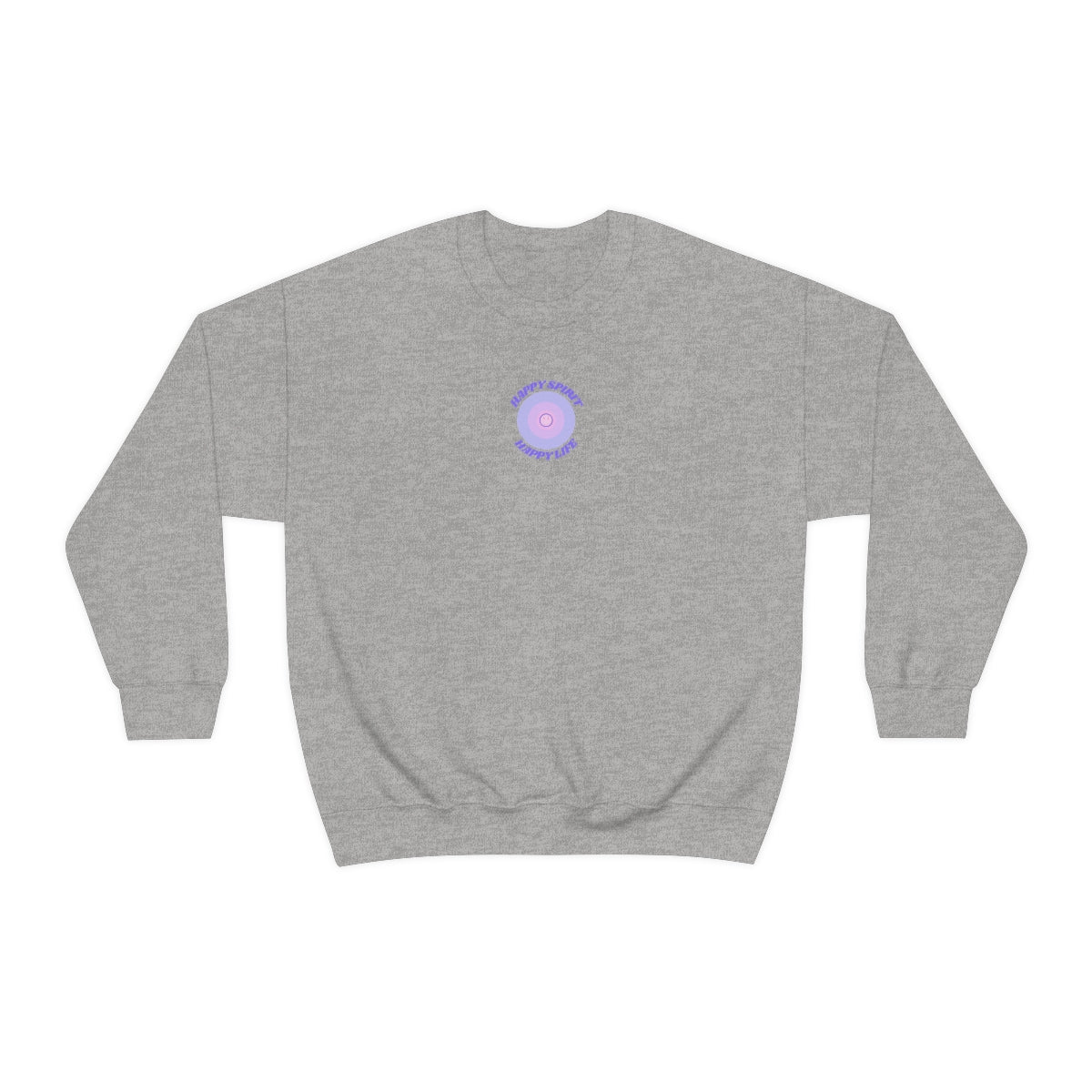 Retro Happy Spirit Happy Life Lavender Lilac Pink Smile Graphic Crewneck, VSCO Girl Sweatshirt, Tumblr Oversized Trendy Back Print Pullover