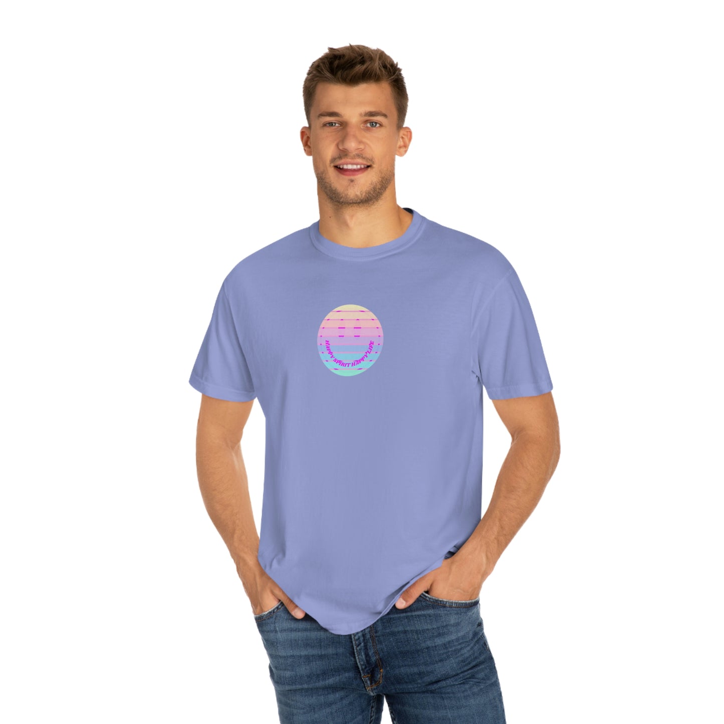 Aesthetic Retro Smile Lilac Tshirt, Happy Spirit Happy Mind, Aesthetic t shirt, Graphic Tumblr Tshirt, Trendy Oversized Vintage Style
