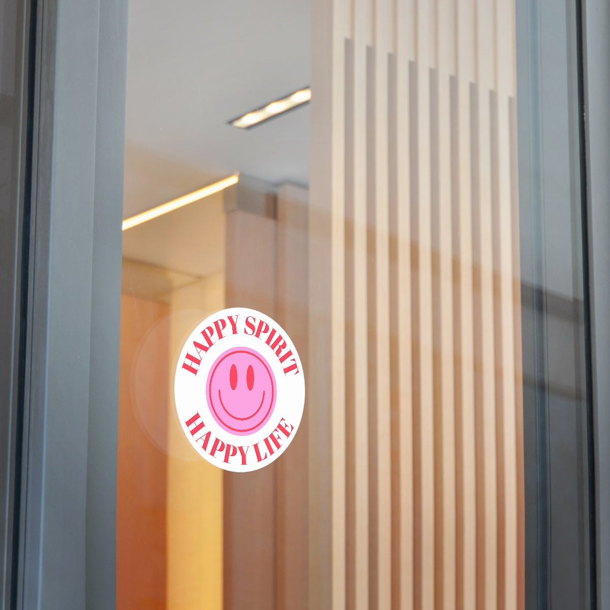 Happy Spirit Happy Life Round Vinyl Stickers, UV Smiley Stickers, Smile Sticker, Tumblr Retro Smile, VSCO Girl, Computer, Skateboard