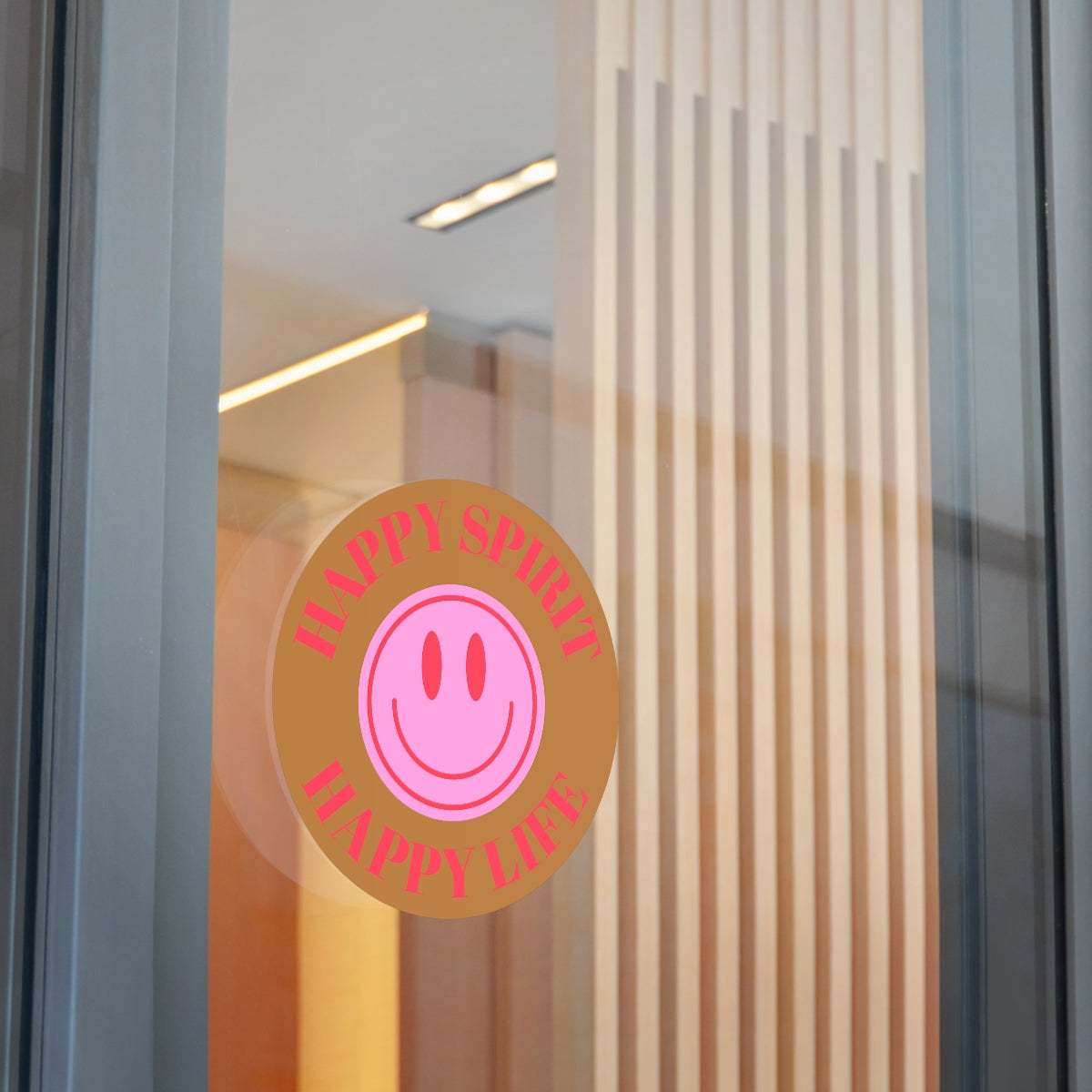 Happy Spirit Happy Life Round Vinyl Stickers, UV Smiley Stickers, Smile Sticker, Tumblr Retro Smile, VSCO Girl, Computer, Skateboard