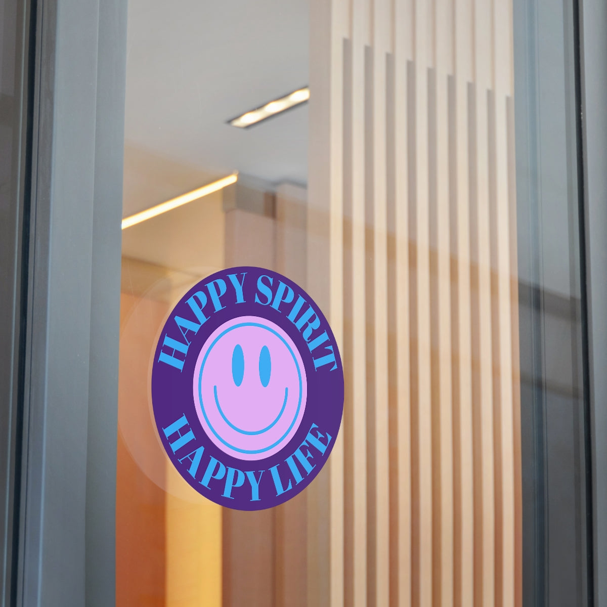Happy Spirit Happy Life Round Vinyl Stickers, UV Smiley Stickers, Smile Sticker, Tumblr Retro Smile, VSCO Girl, Computer, Skateboard