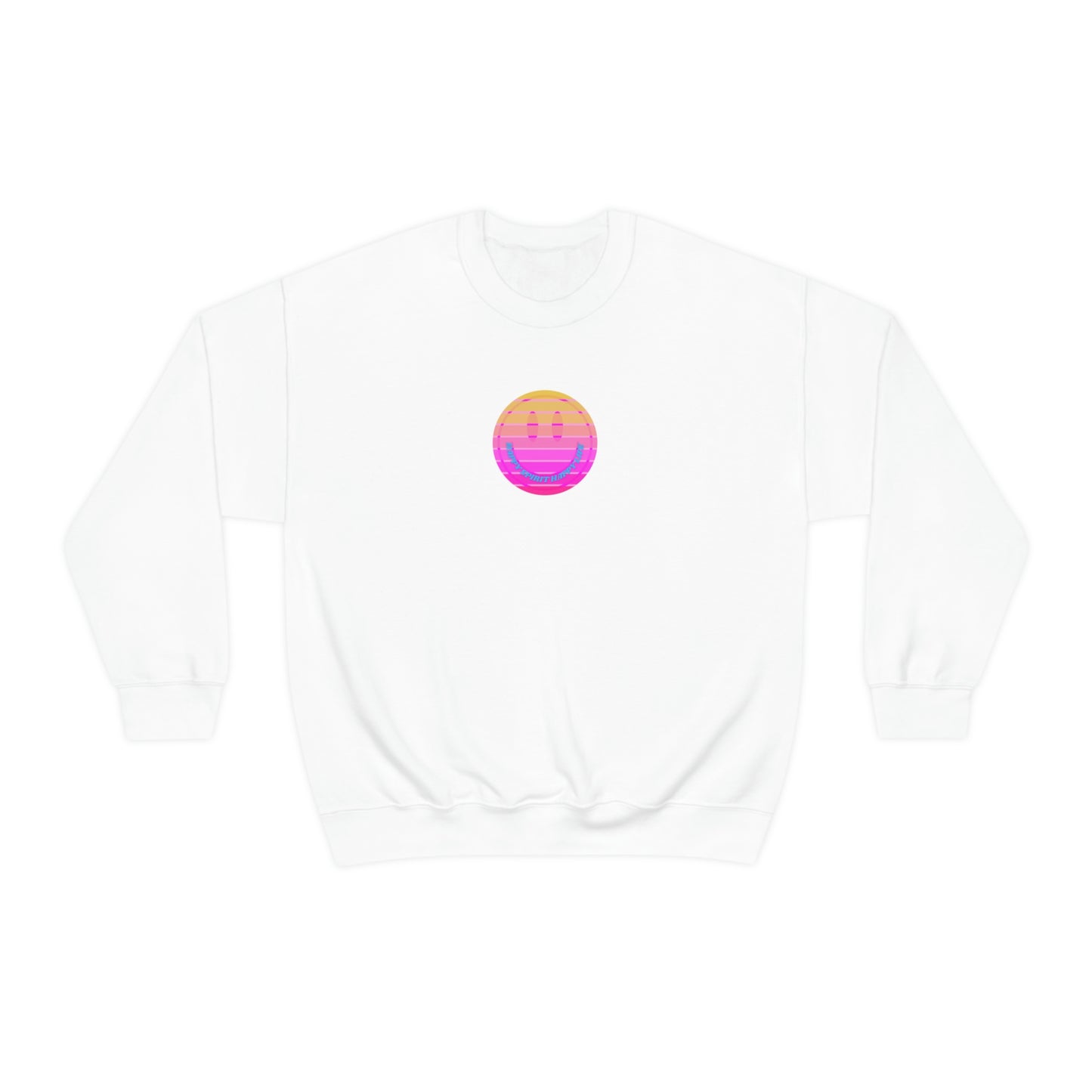 Happy Spirit Happy Life Sweatshirt, VSCO Girl Crewneck, Oversized Retro Font Graphic Tumblr, Front Print Smile Face Trendy Cover Up