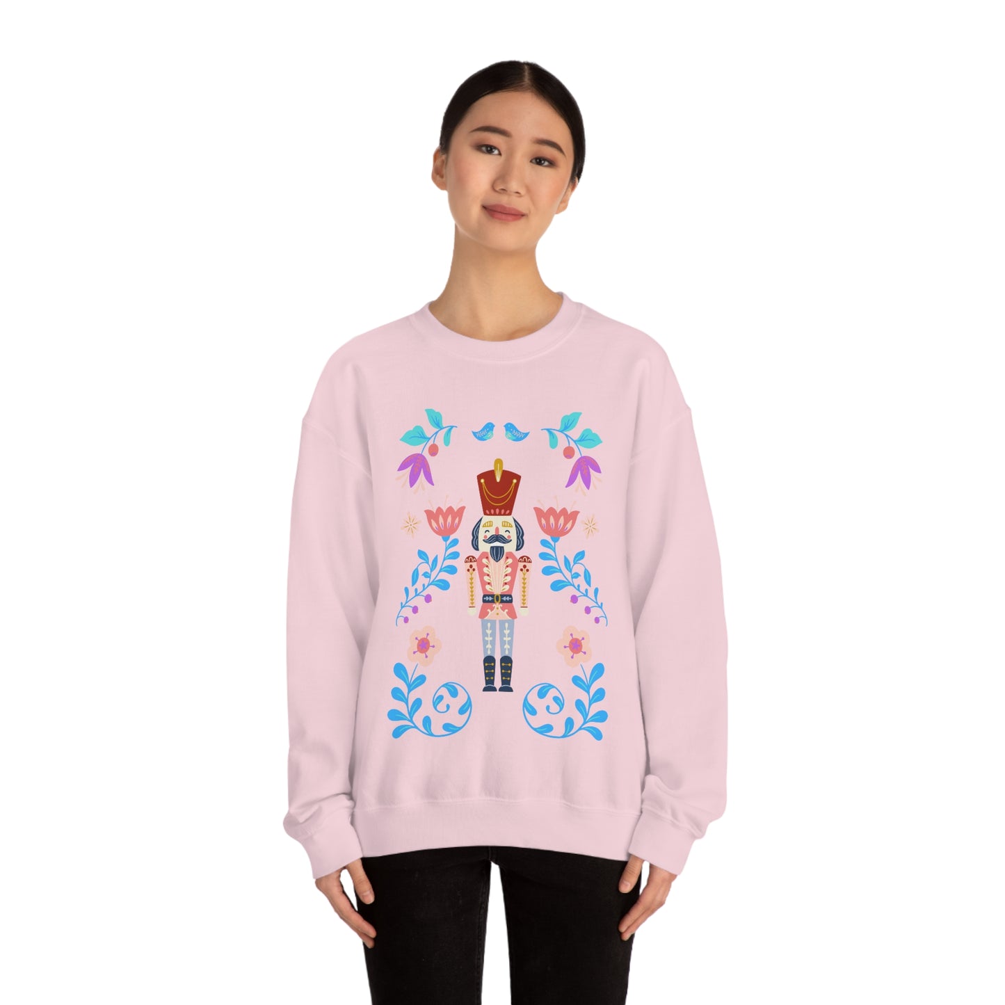 Nutcracker Modern Sweatshirt, Blue Nutcracker Sweatshirt, Trendy Christmas Minimalist Sweatshirt, Xmas Crewneck Bright Color Crew