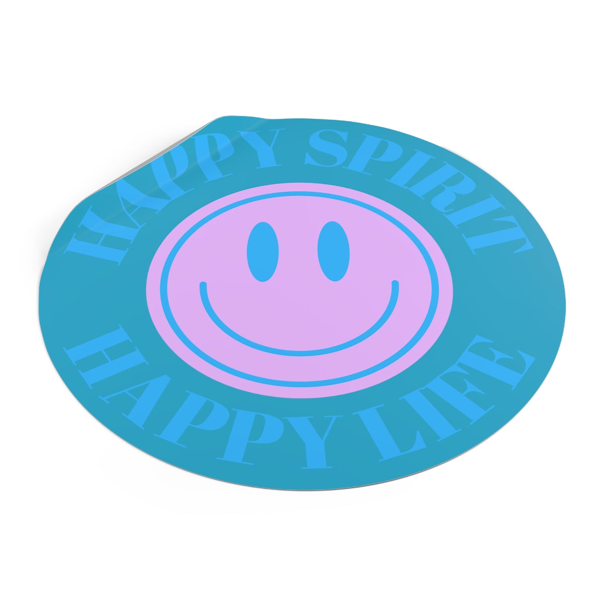 Happy Spirit Happy Life Round Vinyl Stickers, UV Smiley Stickers, Smile Sticker, Tumblr Retro Smile, VSCO Girl, Computer, Skateboard