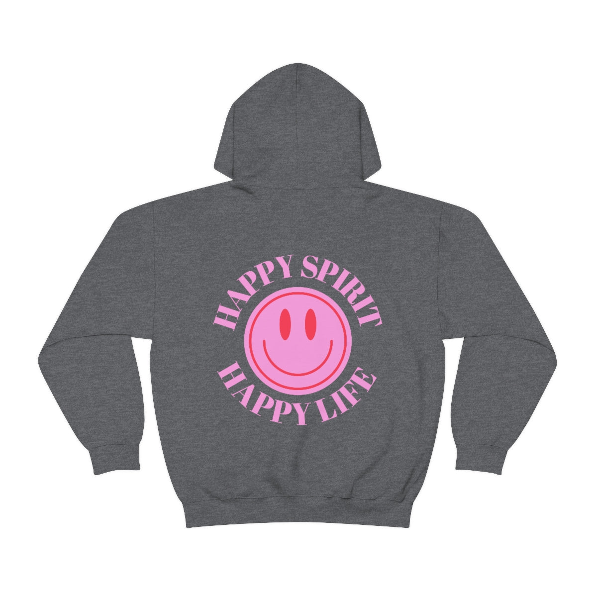 Happy Spirit Happy Life Sweatshirt, Pink Smile Lilac Hoodie, Oversized Hoodie, Front Back Print Trendy Sweatshirt, Beach Cover Up, Cover Up