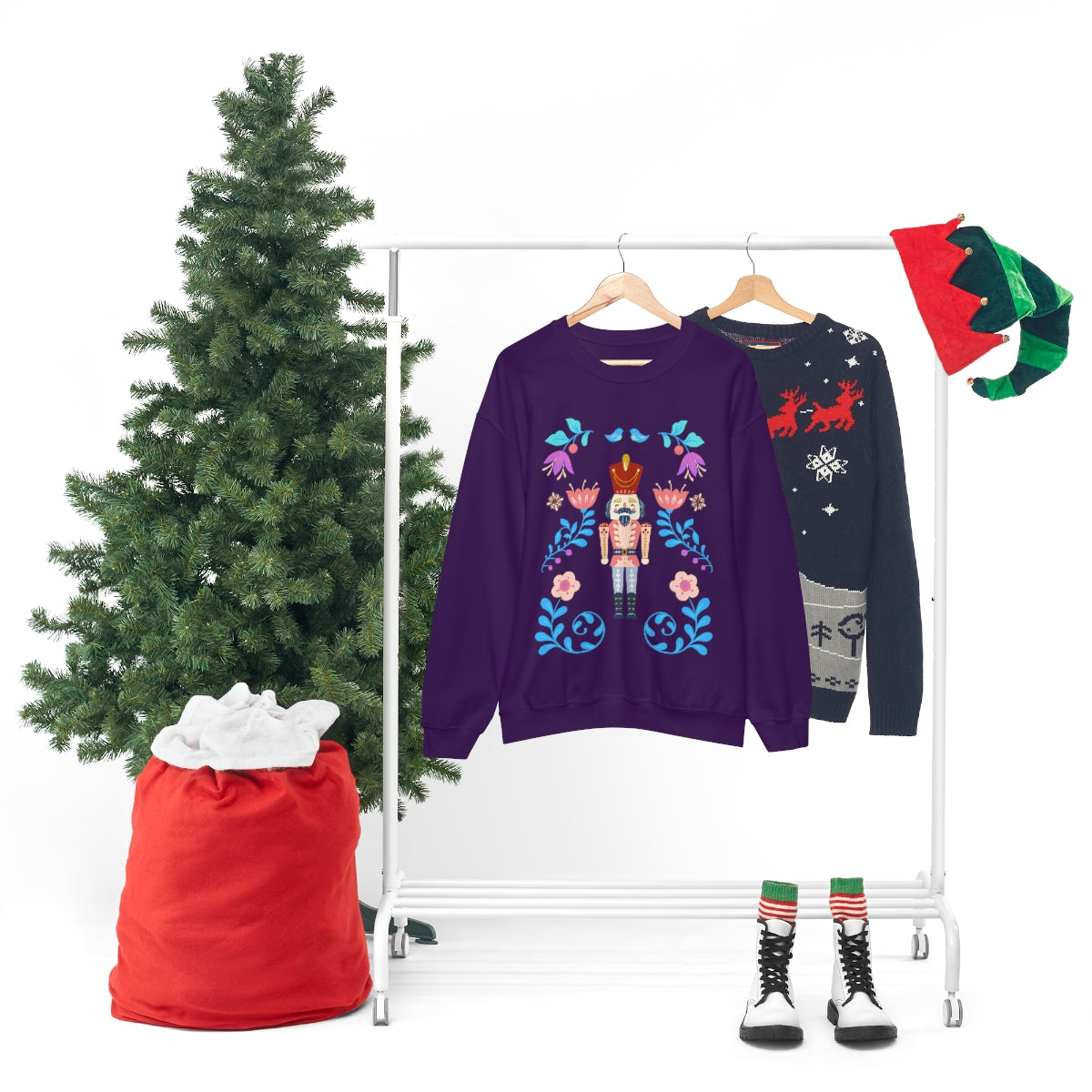 Nutcracker Modern Sweatshirt, Blue Nutcracker Sweatshirt, Trendy Christmas Minimalist Sweatshirt, Xmas Crewneck Bright Color Crewneck