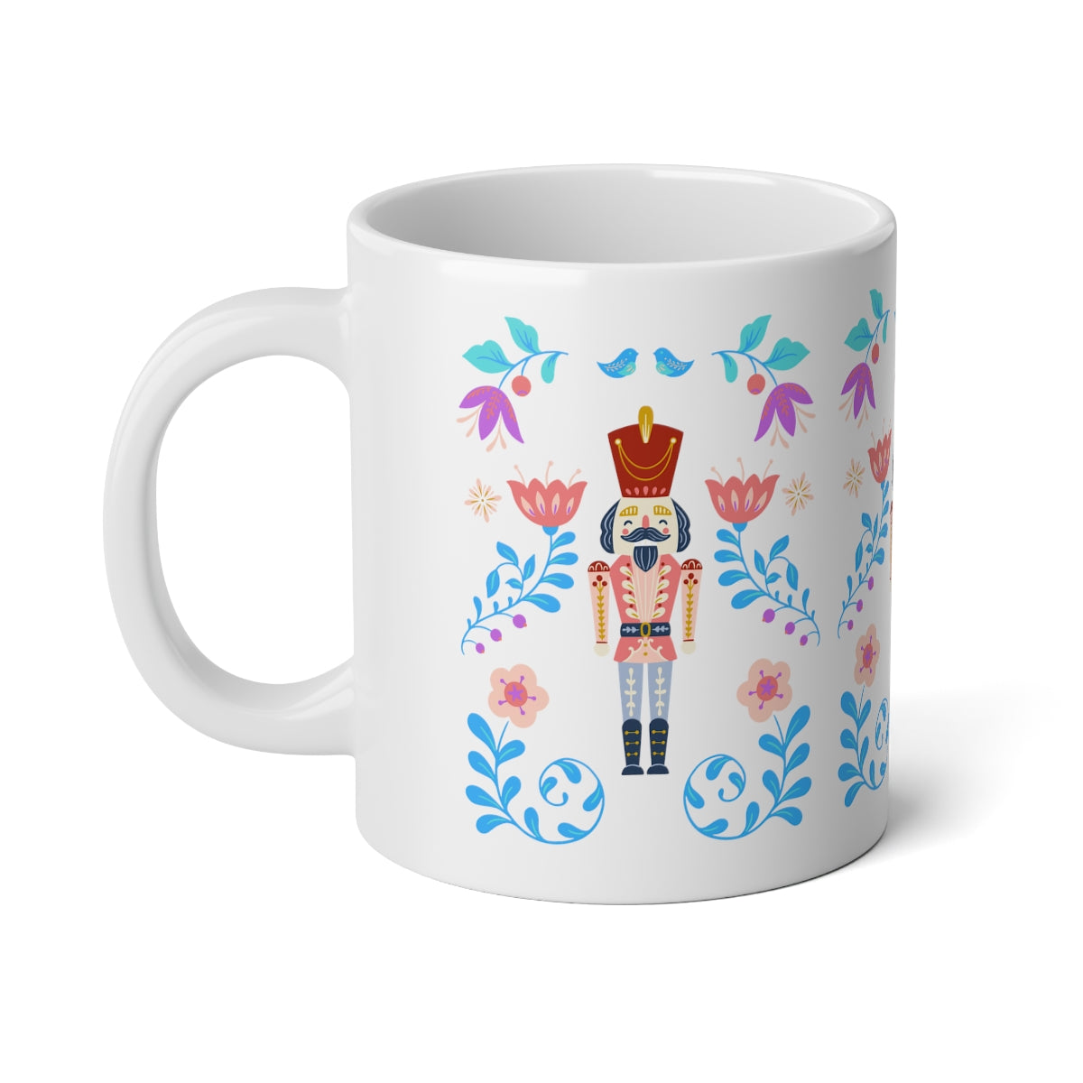 Pink Flower Nutcracker Aesthetic Mug, Purple Christmas Mug, Trendy Coffee Mug, Tumblr Mug, Aesthetic Holiday Gift, Minimalist Nutcracker