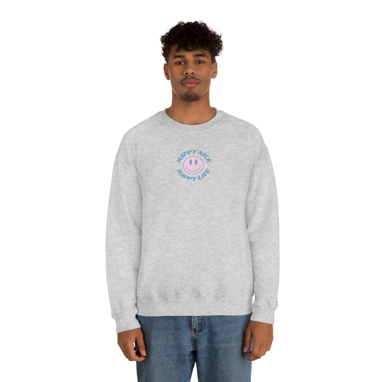 Personalized Happy Spirit Happy Life Sweatshirt, Custom Smile Crewneck Sweatshirt, Retro Vintage Style Top, Couple Wedding Anniversary Gift