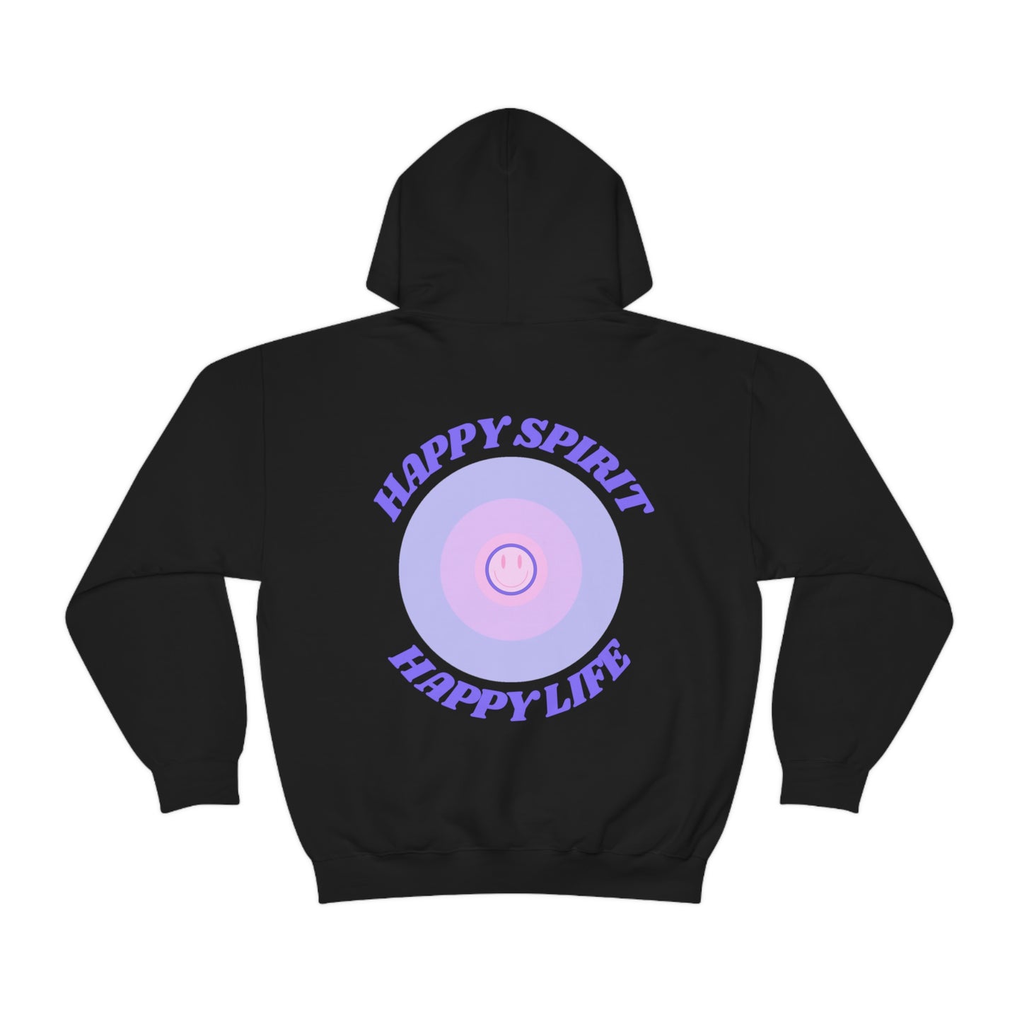 Retro Happy Spirit Happy Life Lavender Lilac Pink Smile Graphic Hoodie, VSCO Girl Sweatshirt, Tumblr Hoodie, Oversized Trendy Back Print Top