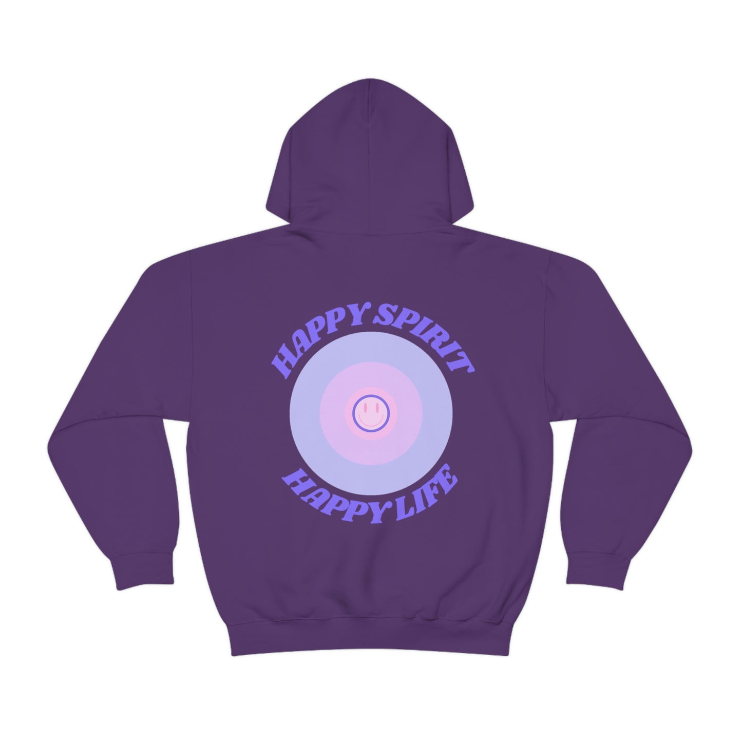 Retro Happy Spirit Happy Life Lavender Lilac Pink Smile Graphic Hoodie, VSCO Girl Sweatshirt, Tumblr Hoodie, Oversized Trendy Back Print Top