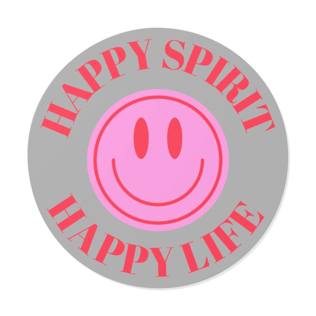 Happy Spirit Happy Life Round Vinyl Stickers, UV Smiley Stickers, Smile Sticker, Tumblr Retro Smile, VSCO Girl, Computer, Skateboard