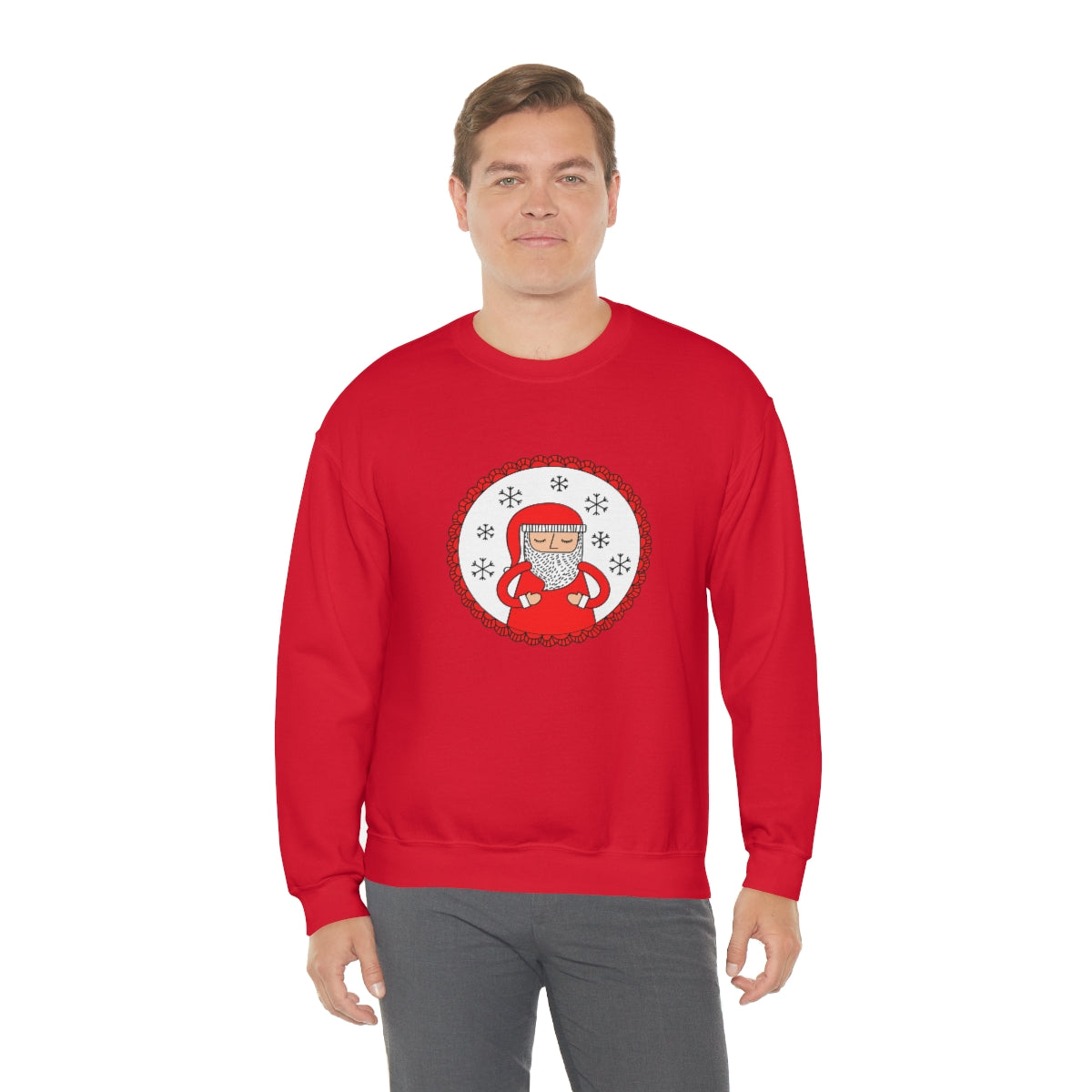 Minimalist Santa Claus Sweatshirt, Santa Sweatshirt, Trendy Noel Minimalist Christmas Sweatshirt, Xmas Santa Crewneck Top, Red Holiday Top