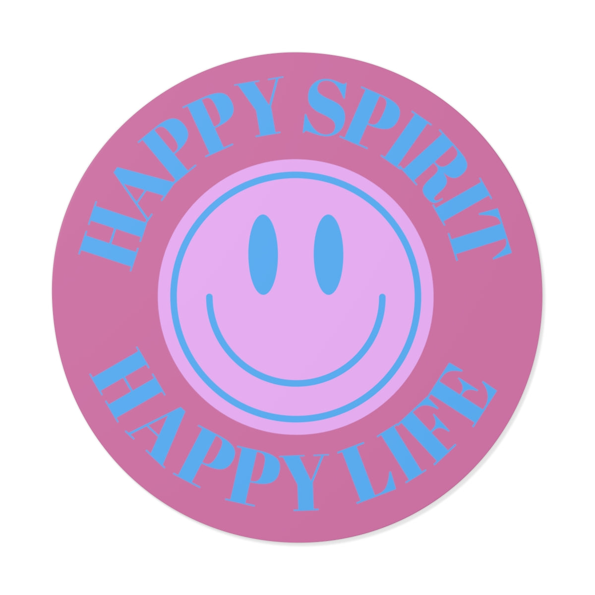 Happy Spirit Happy Life Round Vinyl Stickers, UV Smiley Stickers, Smile Sticker, Tumblr Retro Smile, VSCO Girl, Computer, Skateboard