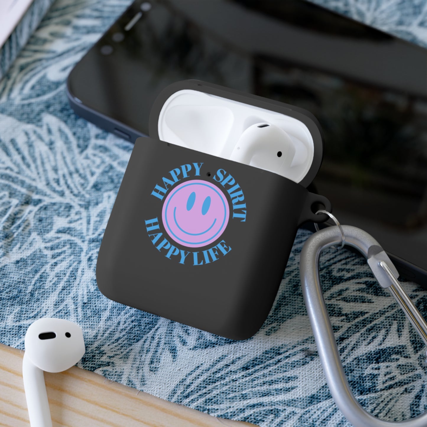 Happy Spirit Happy Life AirPods and AirPods Pro Case Cover, AirPods and AirPods Pro Case Cover, VSCO girl, Aesthetic Smile Protector Case