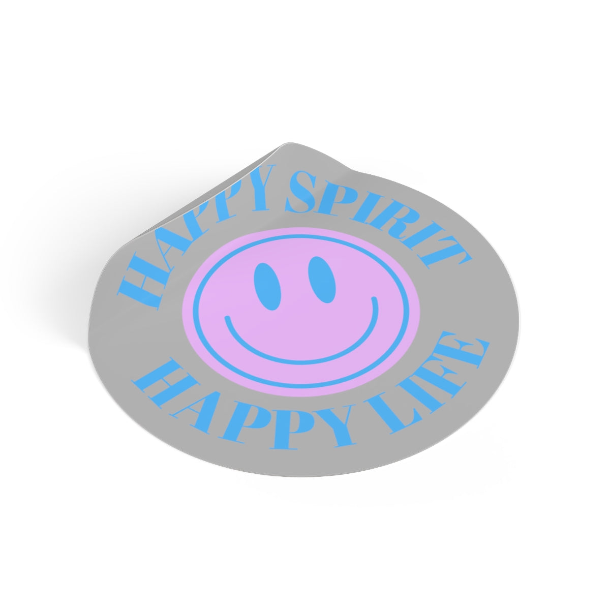 Happy Spirit Happy Life Round Vinyl Stickers, UV Smiley Stickers, Smile Sticker, Tumblr Retro Smile, VSCO Girl, Computer, Skateboard