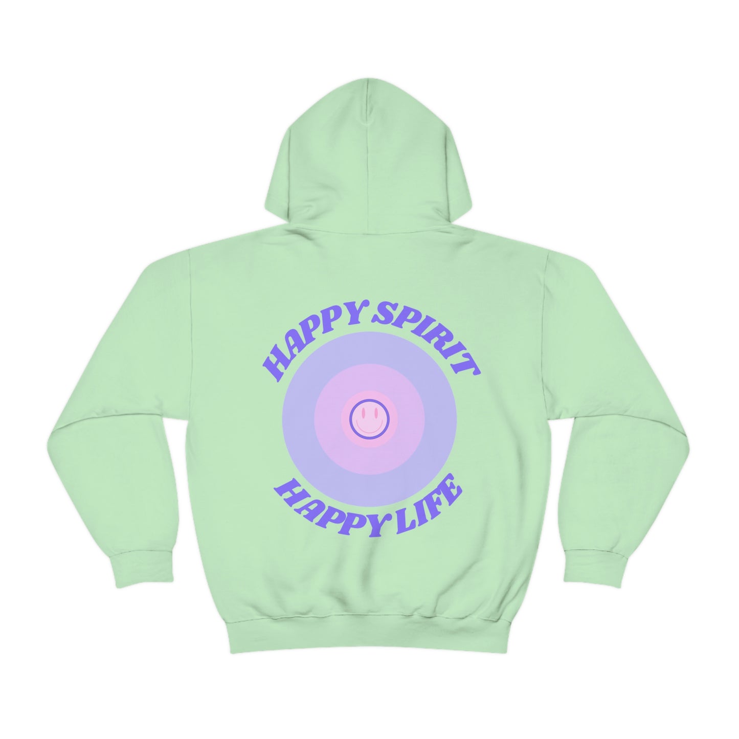 Retro Happy Spirit Happy Life Lavender Lilac Pink Smile Graphic Hoodie, VSCO Girl Sweatshirt, Tumblr Hoodie, Oversized Trendy Back Print Top
