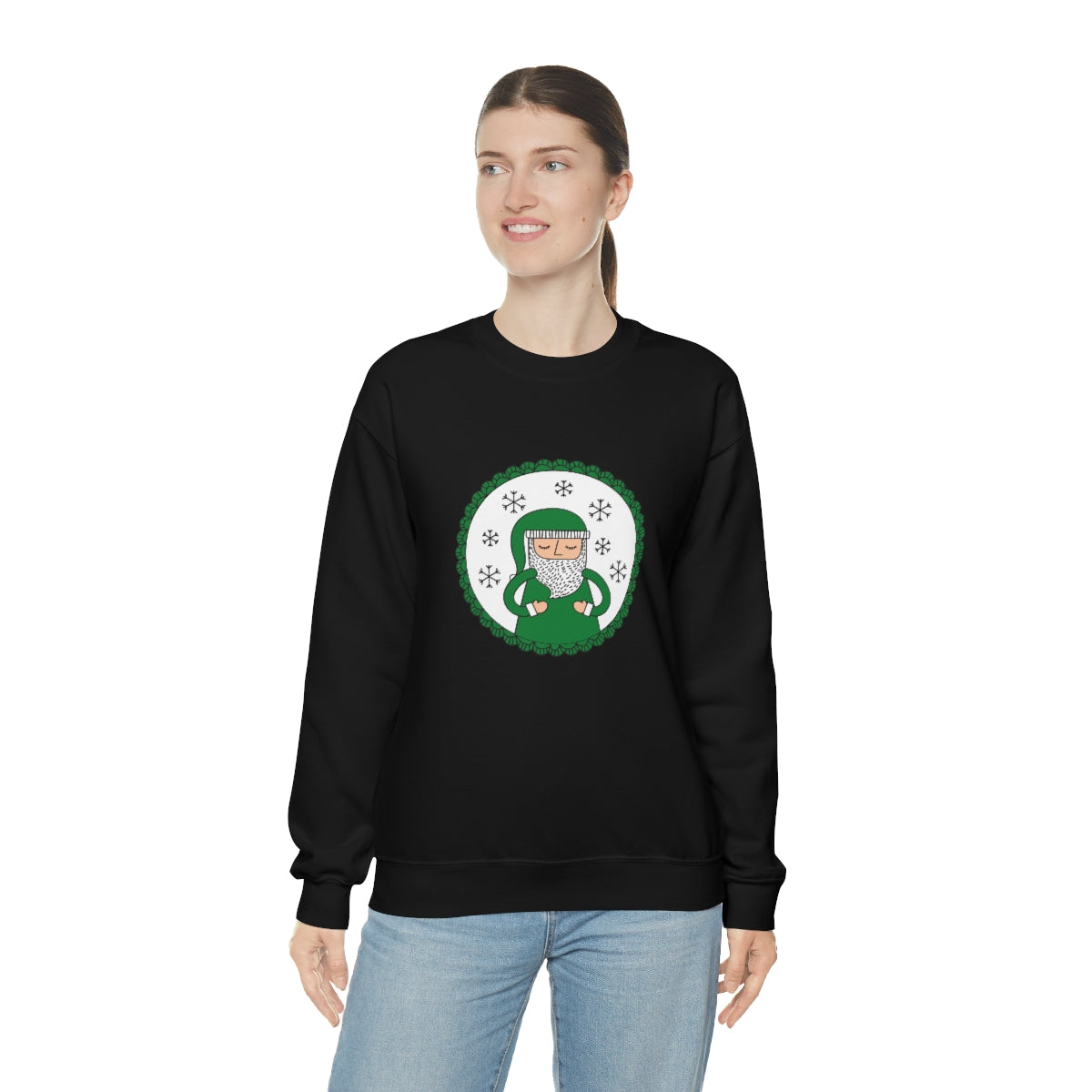 Green Santa Claus Sweatshirt, Green Santa Sweatshirt, Trendy Noel Minimalist Christmas Sweatshirt, Xmas Santa Crewneck Top, Holiday Green