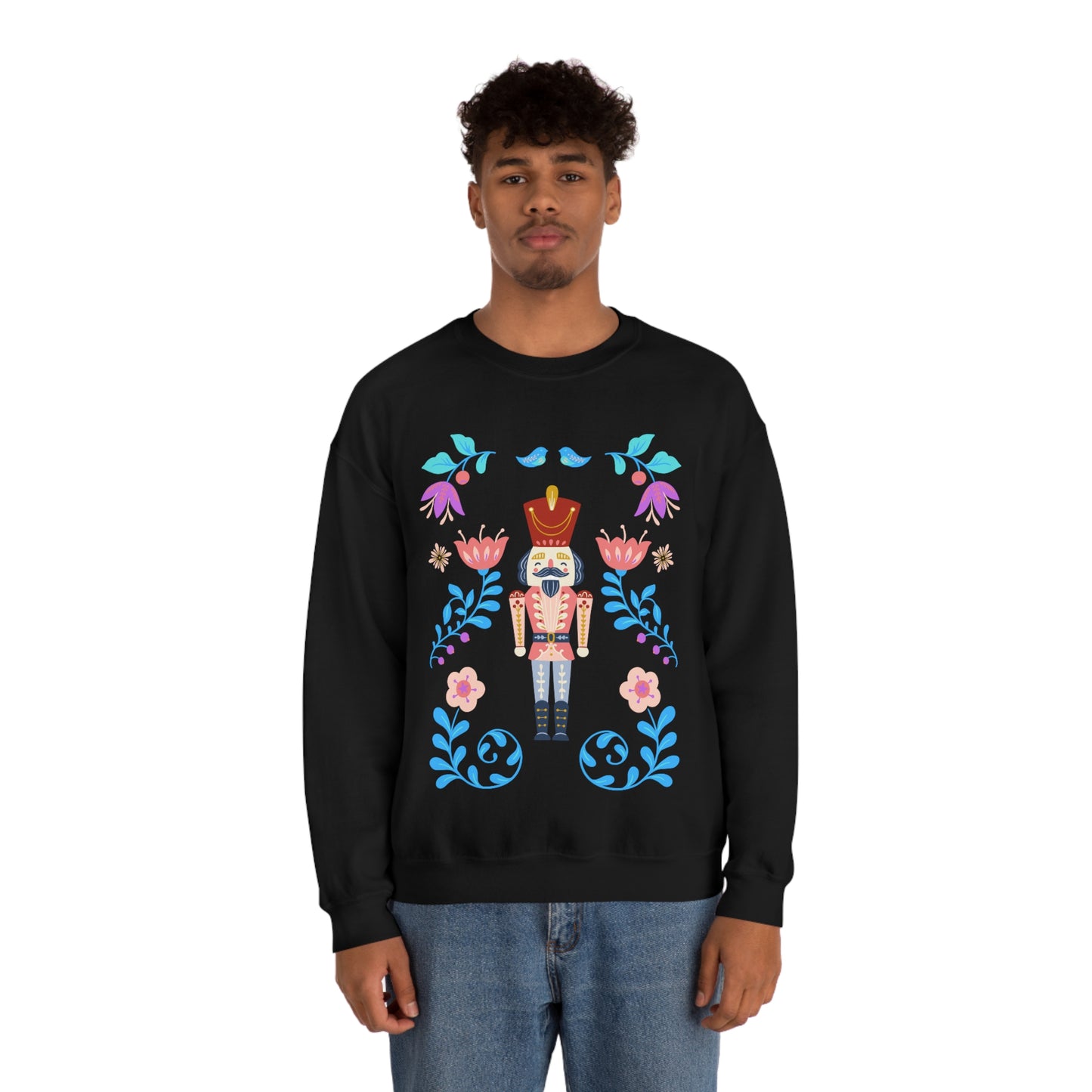 Nutcracker Modern Sweatshirt, Blue Nutcracker Sweatshirt, Trendy Christmas Minimalist Sweatshirt, Xmas Crewneck Bright Color Crew