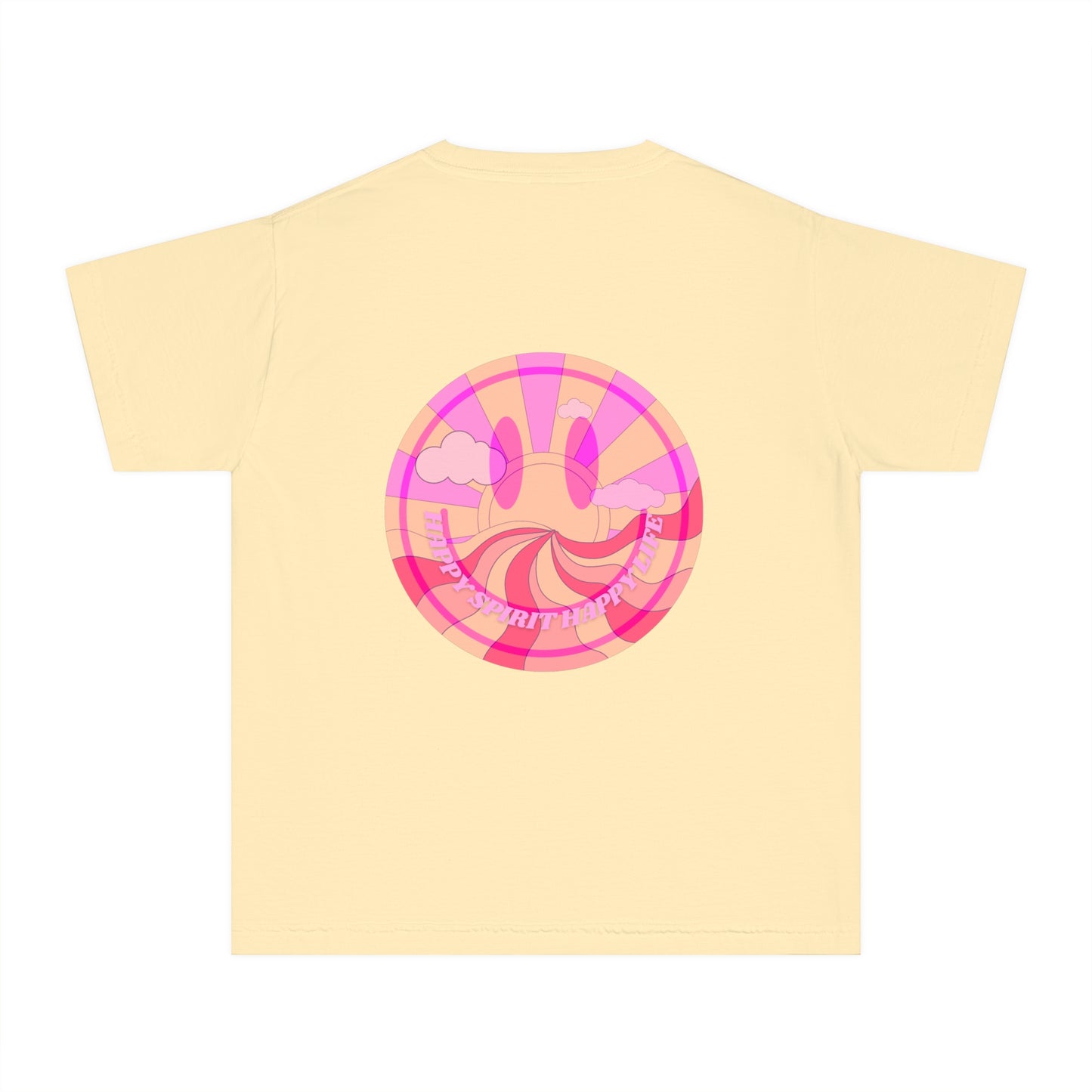 Kids Retro Smile T shirt, Youth Happy Spirit Happy Mind, Aesthetic t shirt, Graphic tee, Tumblr Tshirt, Trendy Oversized Comfort Colors Tee